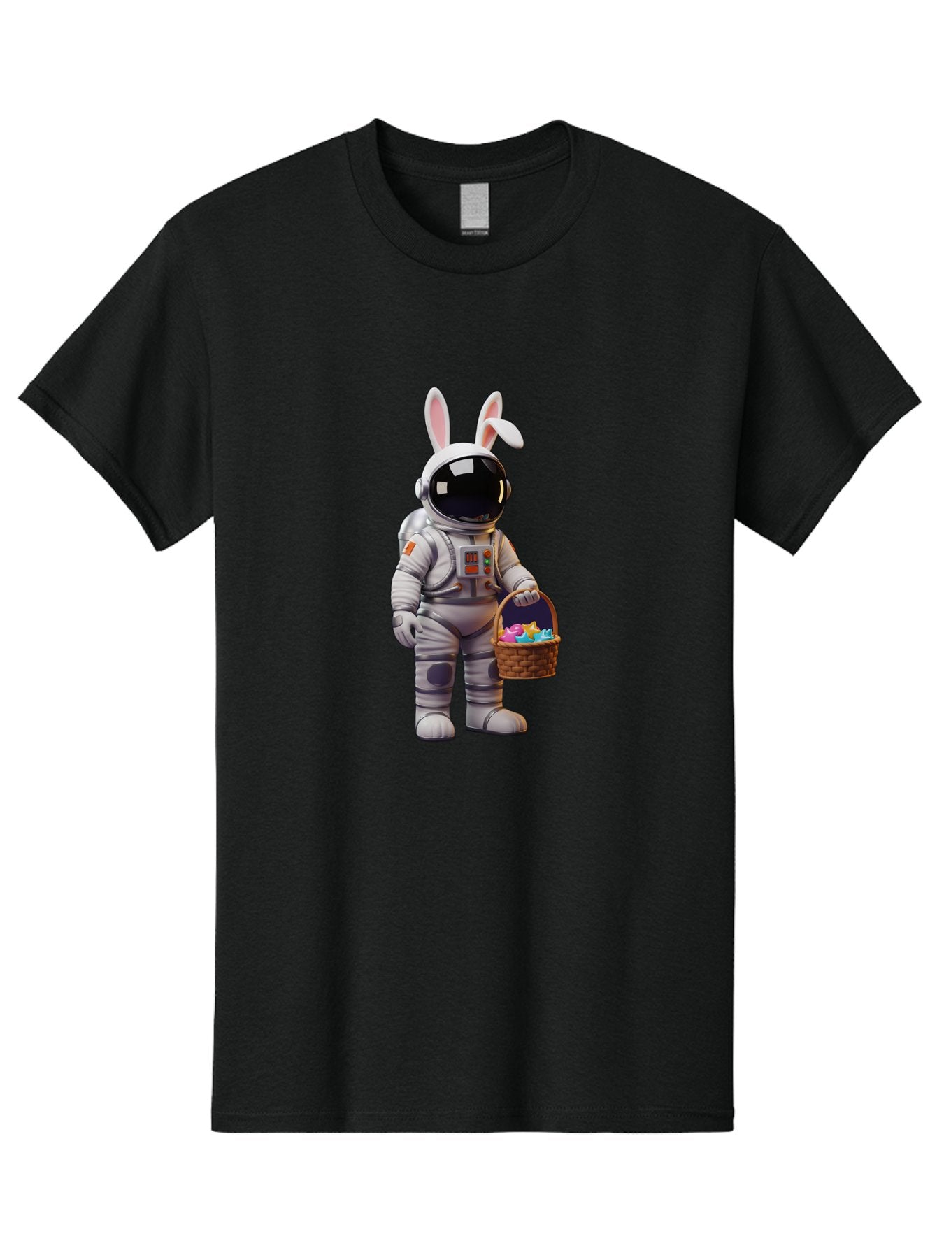 Astronaut-Bunny Men'S Graphic Tee, 100% Cotton, Comfortable Casual Summer Wear, Machine Washable, Astronaut With Bunny Ears, Space Suit, Easter Basket, Colorful Eggs, Digital Art, Futuristic, Holiday, Quirky, Easter Eggs, Festive Atmosphere, Baa143 8