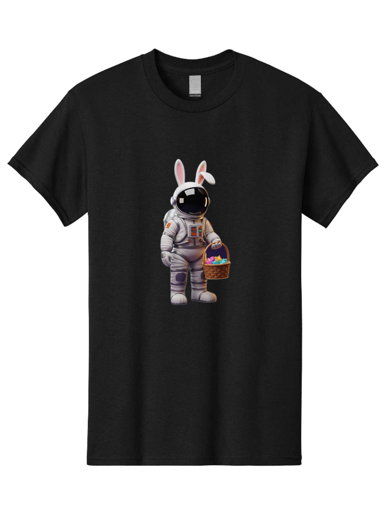 Astronaut-Bunny Men'S Graphic Tee, 100% Cotton, Comfortable Casual Summer Wear, Machine Washable, Astronaut With Bunny Ears, Space Suit, Easter Basket, Colorful Eggs, Digital Art, Futuristic, Holiday, Quirky, Easter Eggs, Festive Atmosphere, Baa143 11