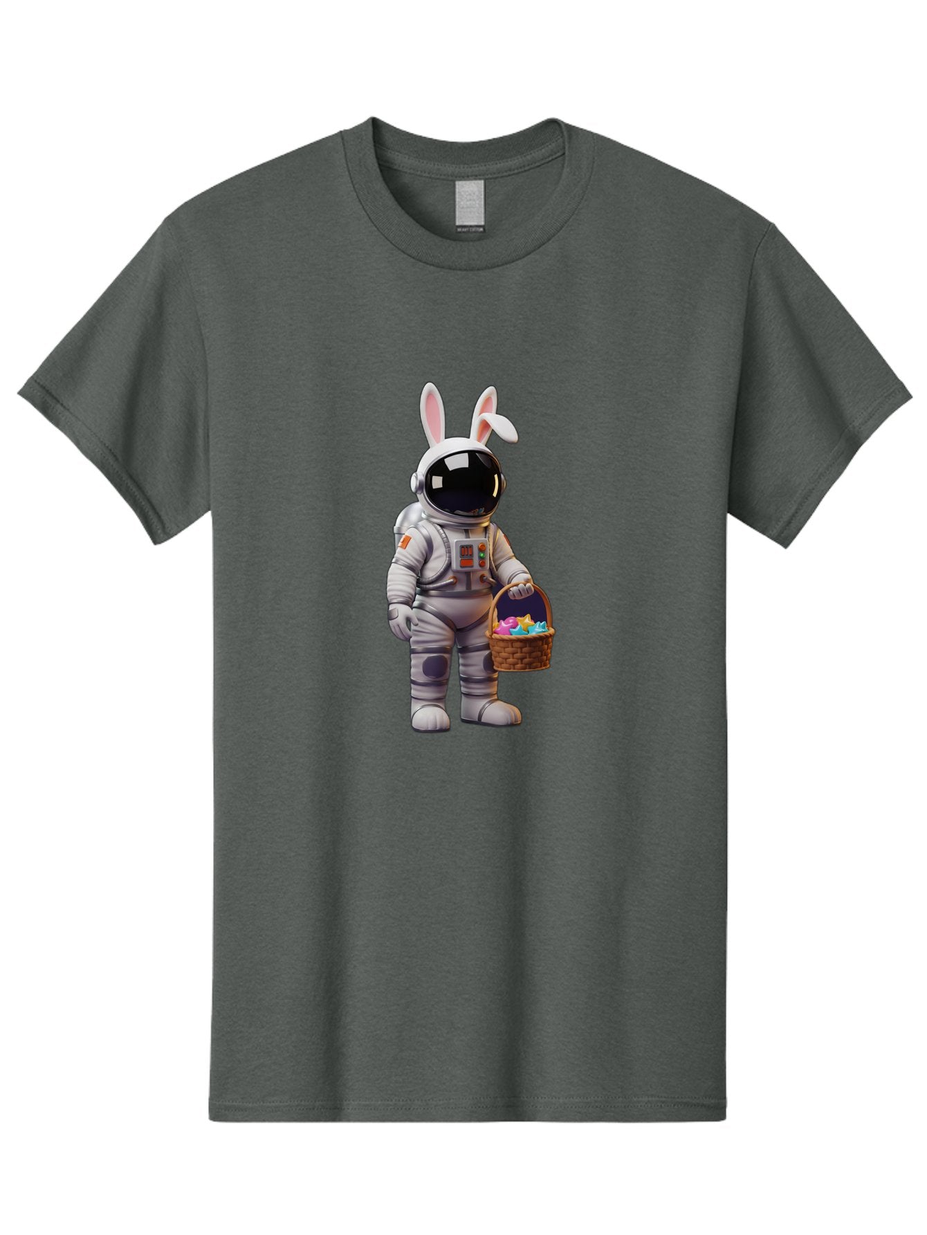 Astronaut-Bunny Men'S Graphic Tee, 100% Cotton, Comfortable Casual Summer Wear, Machine Washable, Astronaut With Bunny Ears, Space Suit, Easter Basket, Colorful Eggs, Digital Art, Futuristic, Holiday, Quirky, Easter Eggs, Festive Atmosphere, Baa143 6
