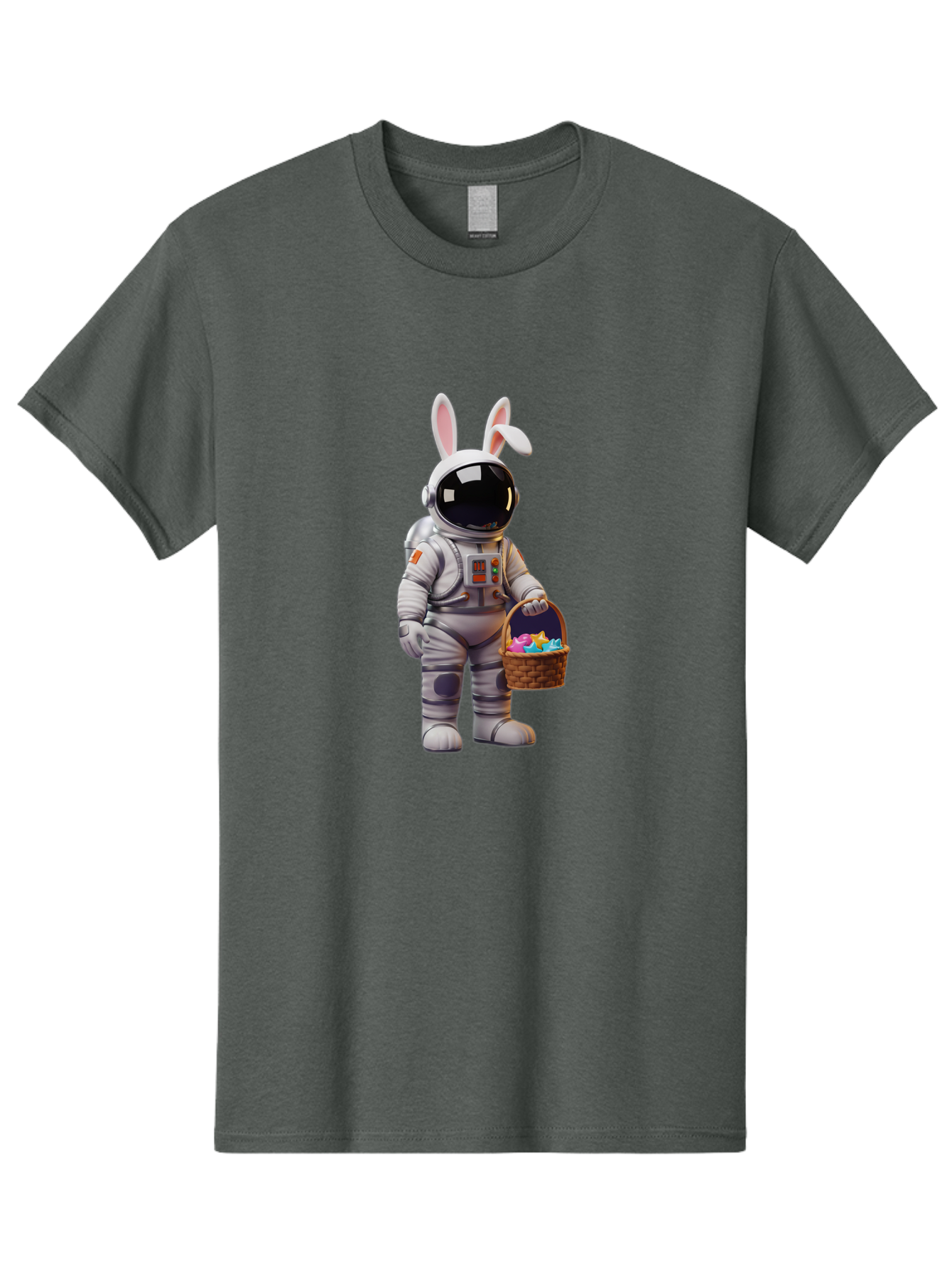 Astronaut-Bunny Men'S Graphic Tee, 100% Cotton, Comfortable Casual Summer Wear, Machine Washable, Astronaut With Bunny Ears, Space Suit, Easter Basket, Colorful Eggs, Digital Art, Futuristic, Holiday, Quirky, Easter Eggs, Festive Atmosphere, Baa143 13