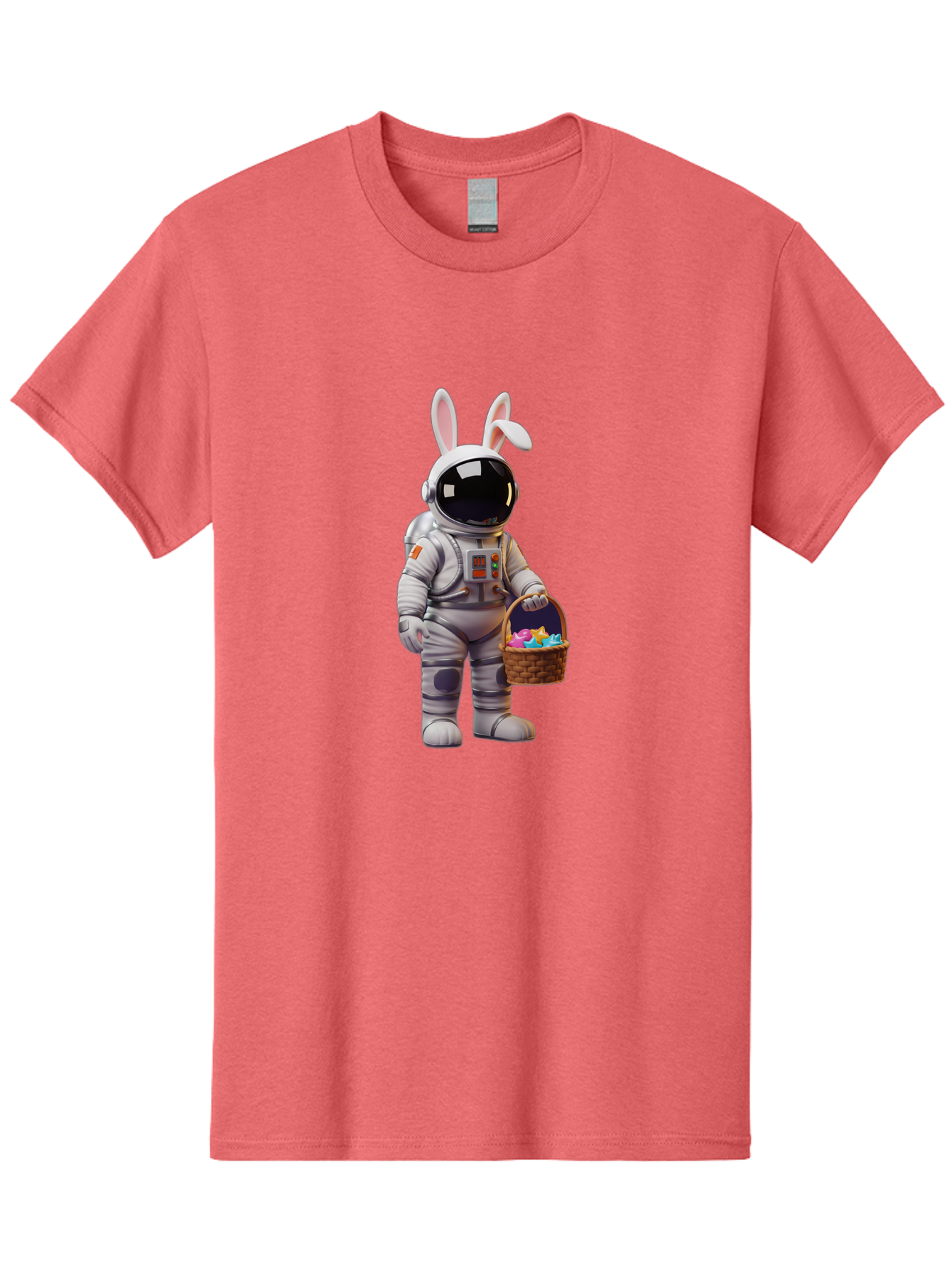 Astronaut-Bunny Men'S Graphic Tee, 100% Cotton, Comfortable Casual Summer Wear, Machine Washable, Astronaut With Bunny Ears, Space Suit, Easter Basket, Colorful Eggs, Digital Art, Futuristic, Holiday, Quirky, Easter Eggs, Festive Atmosphere, Baa143 27