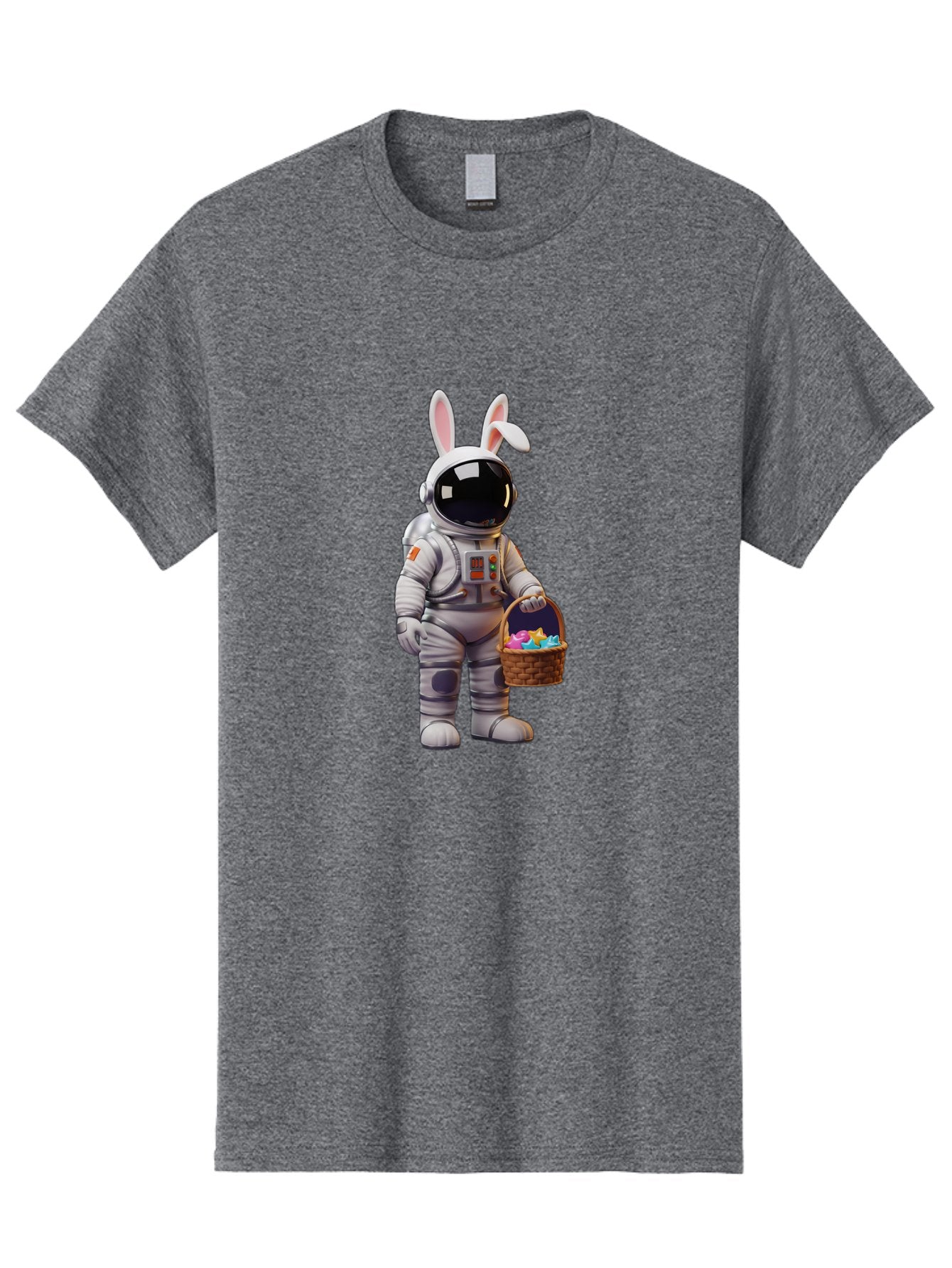 Astronaut-Bunny Men'S Graphic Tee, 100% Cotton, Comfortable Casual Summer Wear, Machine Washable, Astronaut With Bunny Ears, Space Suit, Easter Basket, Colorful Eggs, Digital Art, Futuristic, Holiday, Quirky, Easter Eggs, Festive Atmosphere, Baa143 13