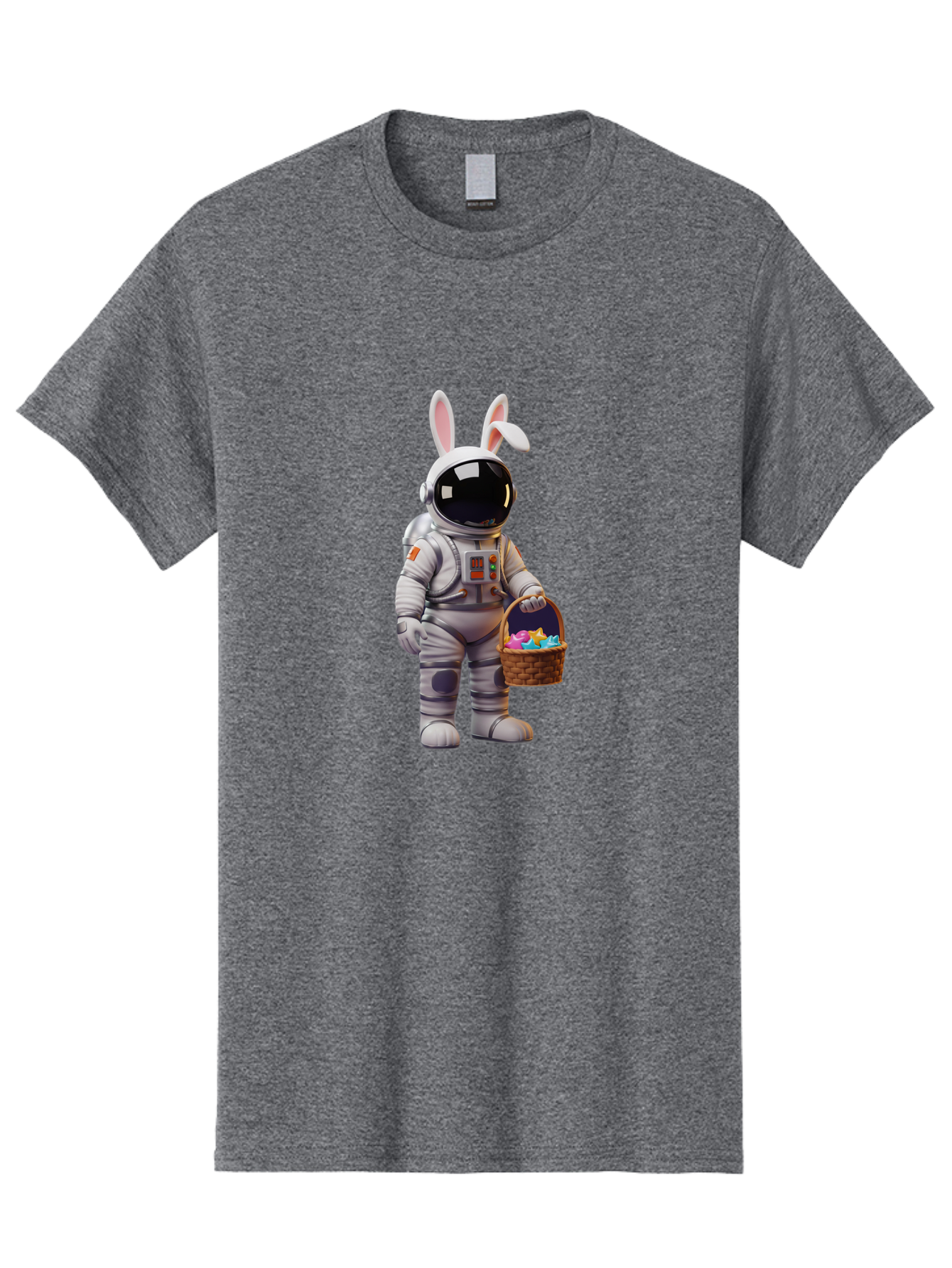 Astronaut-Bunny Men'S Graphic Tee, 100% Cotton, Comfortable Casual Summer Wear, Machine Washable, Astronaut With Bunny Ears, Space Suit, Easter Basket, Colorful Eggs, Digital Art, Futuristic, Holiday, Quirky, Easter Eggs, Festive Atmosphere, Baa143 29
