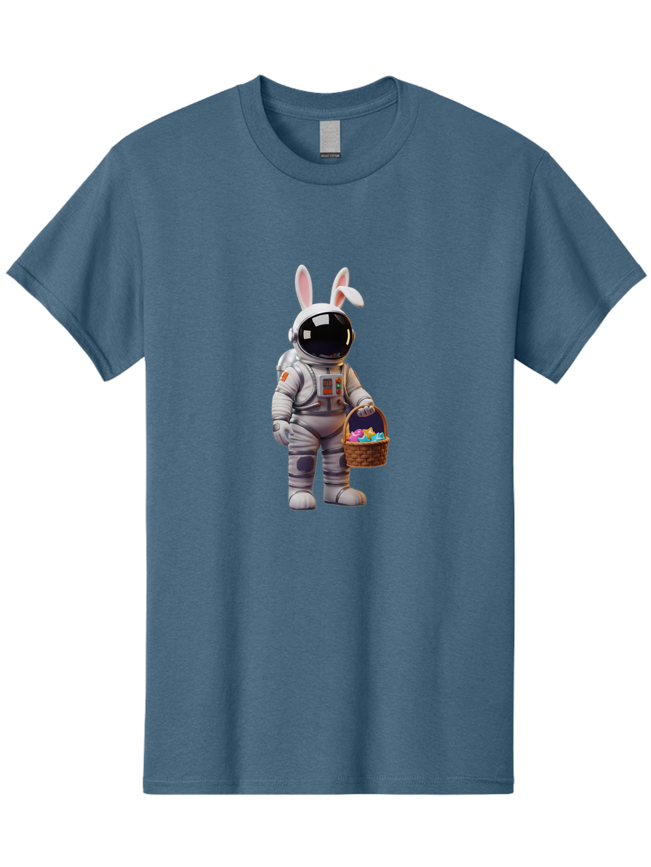 Astronaut-Bunny Men'S Graphic Tee, 100% Cotton, Comfortable Casual Summer Wear, Machine Washable, Astronaut With Bunny Ears, Space Suit, Easter Basket, Colorful Eggs, Digital Art, Futuristic, Holiday, Quirky, Easter Eggs, Festive Atmosphere, Baa143 21