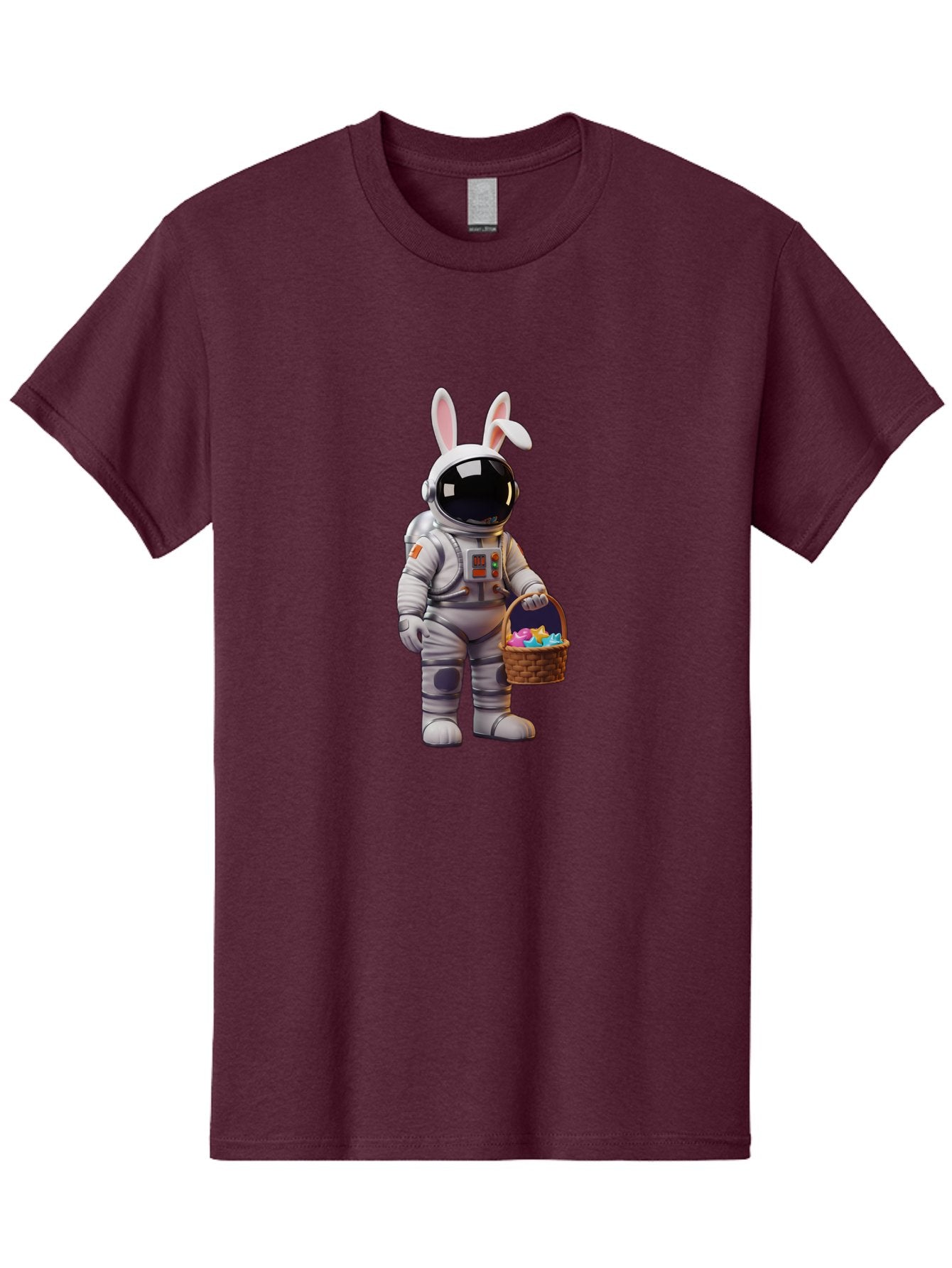 Astronaut-Bunny Men'S Graphic Tee, 100% Cotton, Comfortable Casual Summer Wear, Machine Washable, Astronaut With Bunny Ears, Space Suit, Easter Basket, Colorful Eggs, Digital Art, Futuristic, Holiday, Quirky, Easter Eggs, Festive Atmosphere, Baa143 15