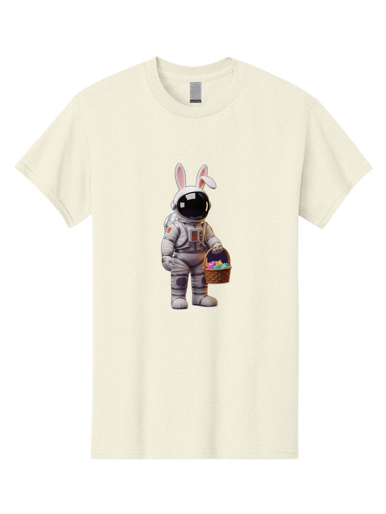 Astronaut-Bunny Men'S Graphic Tee, 100% Cotton, Comfortable Casual Summer Wear, Machine Washable, Astronaut With Bunny Ears, Space Suit, Easter Basket, Colorful Eggs, Digital Art, Futuristic, Holiday, Quirky, Easter Eggs, Festive Atmosphere, Baa143 11