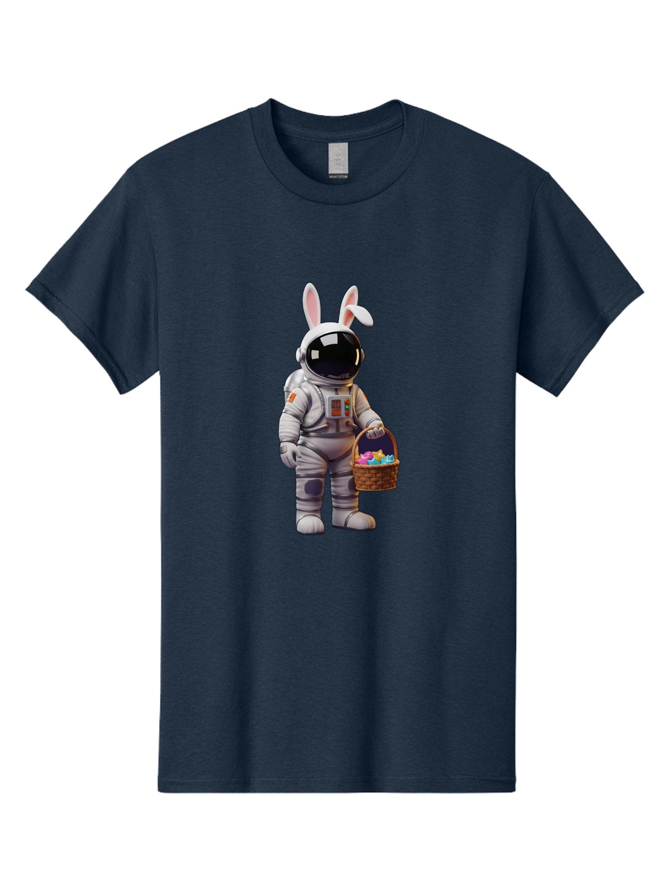 Astronaut-Bunny Men'S Graphic Tee, 100% Cotton, Comfortable Casual Summer Wear, Machine Washable, Astronaut With Bunny Ears, Space Suit, Easter Basket, Colorful Eggs, Digital Art, Futuristic, Holiday, Quirky, Easter Eggs, Festive Atmosphere, Baa143 7