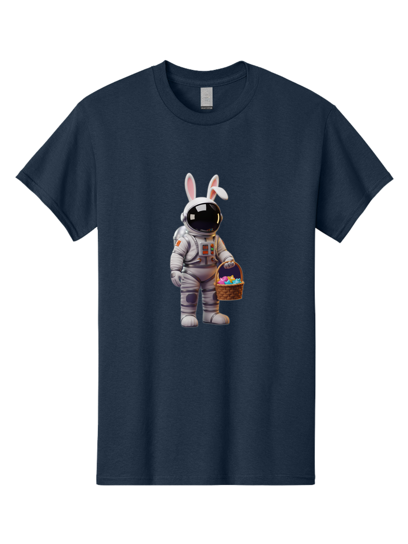 Astronaut-Bunny Men'S Graphic Tee, 100% Cotton, Comfortable Casual Summer Wear, Machine Washable, Astronaut With Bunny Ears, Space Suit, Easter Basket, Colorful Eggs, Digital Art, Futuristic, Holiday, Quirky, Easter Eggs, Festive Atmosphere, Baa143 25