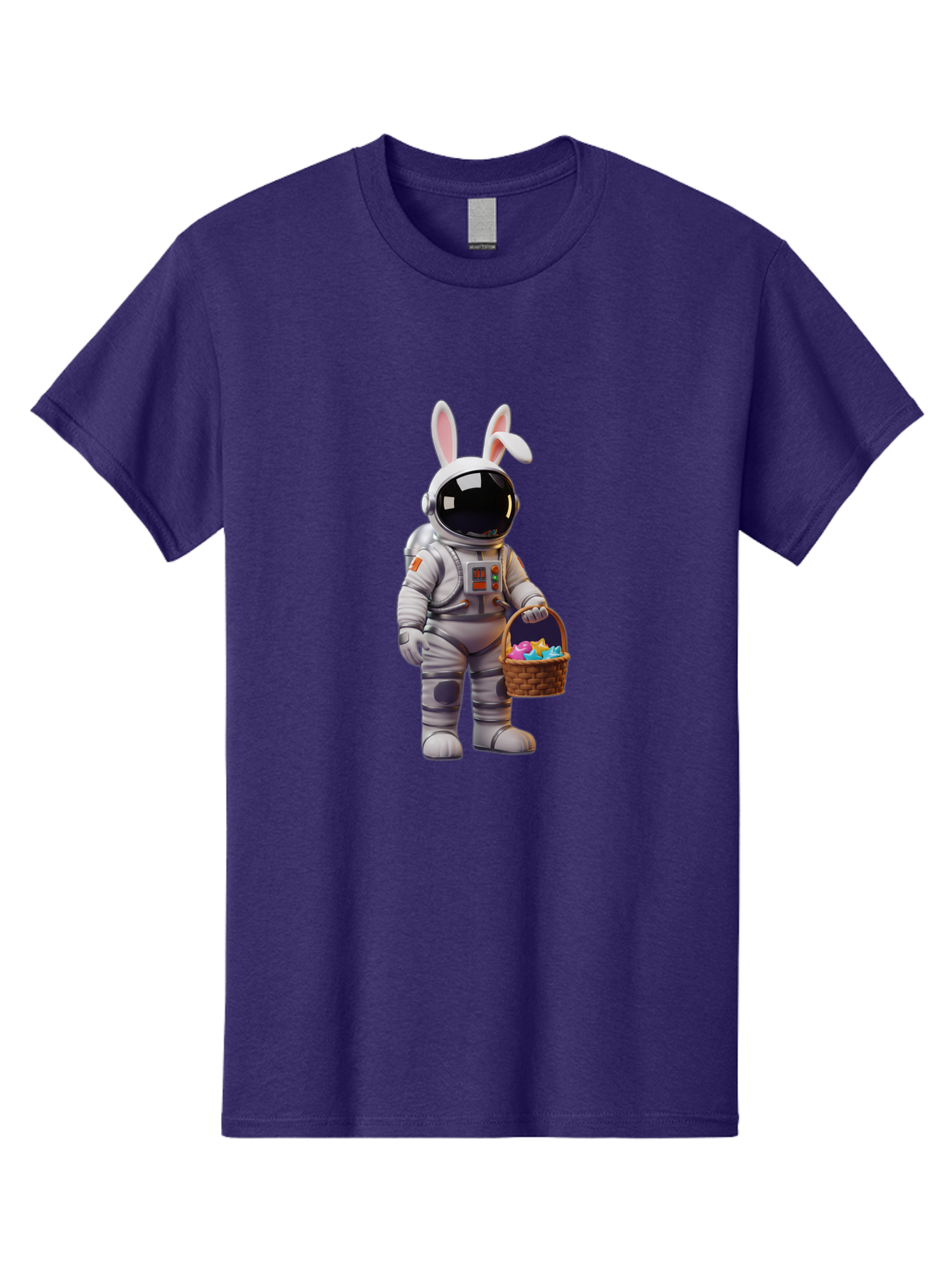 Astronaut-Bunny Men'S Graphic Tee, 100% Cotton, Comfortable Casual Summer Wear, Machine Washable, Astronaut With Bunny Ears, Space Suit, Easter Basket, Colorful Eggs, Digital Art, Futuristic, Holiday, Quirky, Easter Eggs, Festive Atmosphere, Baa143 15