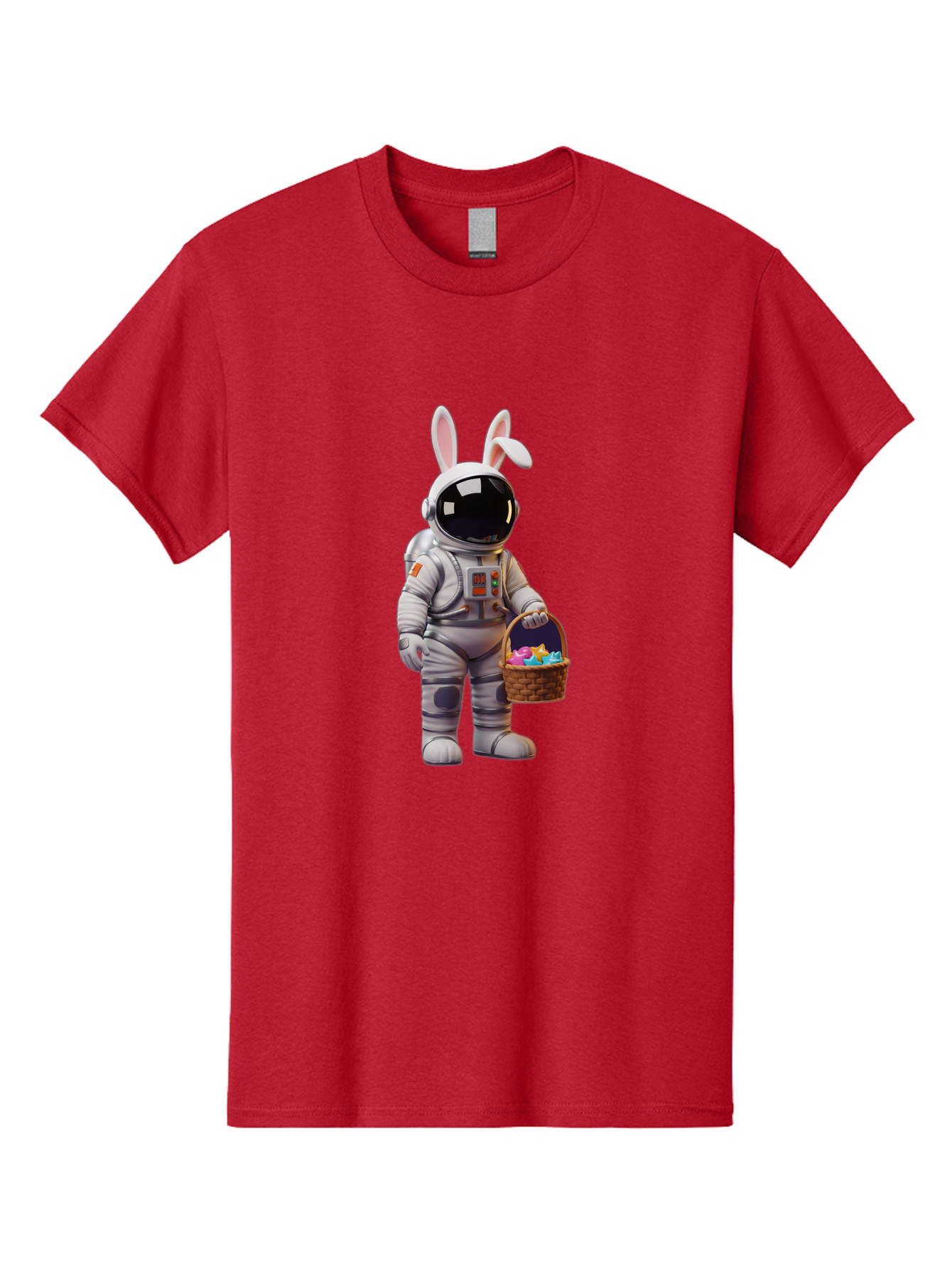 Astronaut-Bunny Men'S Graphic Tee, 100% Cotton, Comfortable Casual Summer Wear, Machine Washable, Astronaut With Bunny Ears, Space Suit, Easter Basket, Colorful Eggs, Digital Art, Futuristic, Holiday, Quirky, Easter Eggs, Festive Atmosphere, Baa143 17
