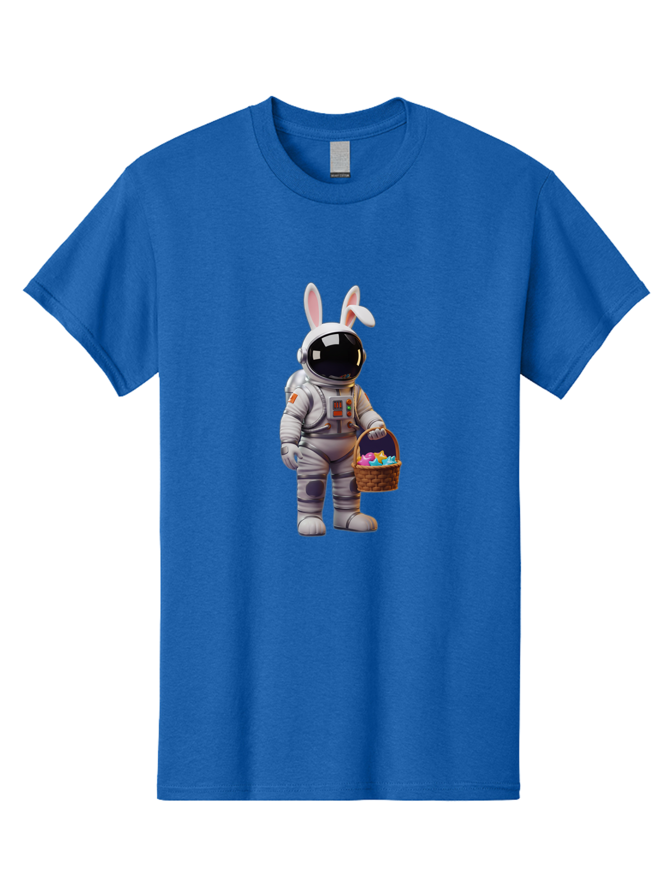 Astronaut-Bunny Men'S Graphic Tee, 100% Cotton, Comfortable Casual Summer Wear, Machine Washable, Astronaut With Bunny Ears, Space Suit, Easter Basket, Colorful Eggs, Digital Art, Futuristic, Holiday, Quirky, Easter Eggs, Festive Atmosphere, Baa143 9