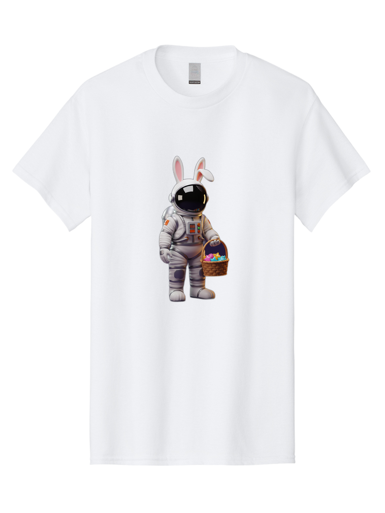 Astronaut-Bunny Men'S Graphic Tee, 100% Cotton, Comfortable Casual Summer Wear, Machine Washable, Astronaut With Bunny Ears, Space Suit, Easter Basket, Colorful Eggs, Digital Art, Futuristic, Holiday, Quirky, Easter Eggs, Festive Atmosphere, Baa143 23