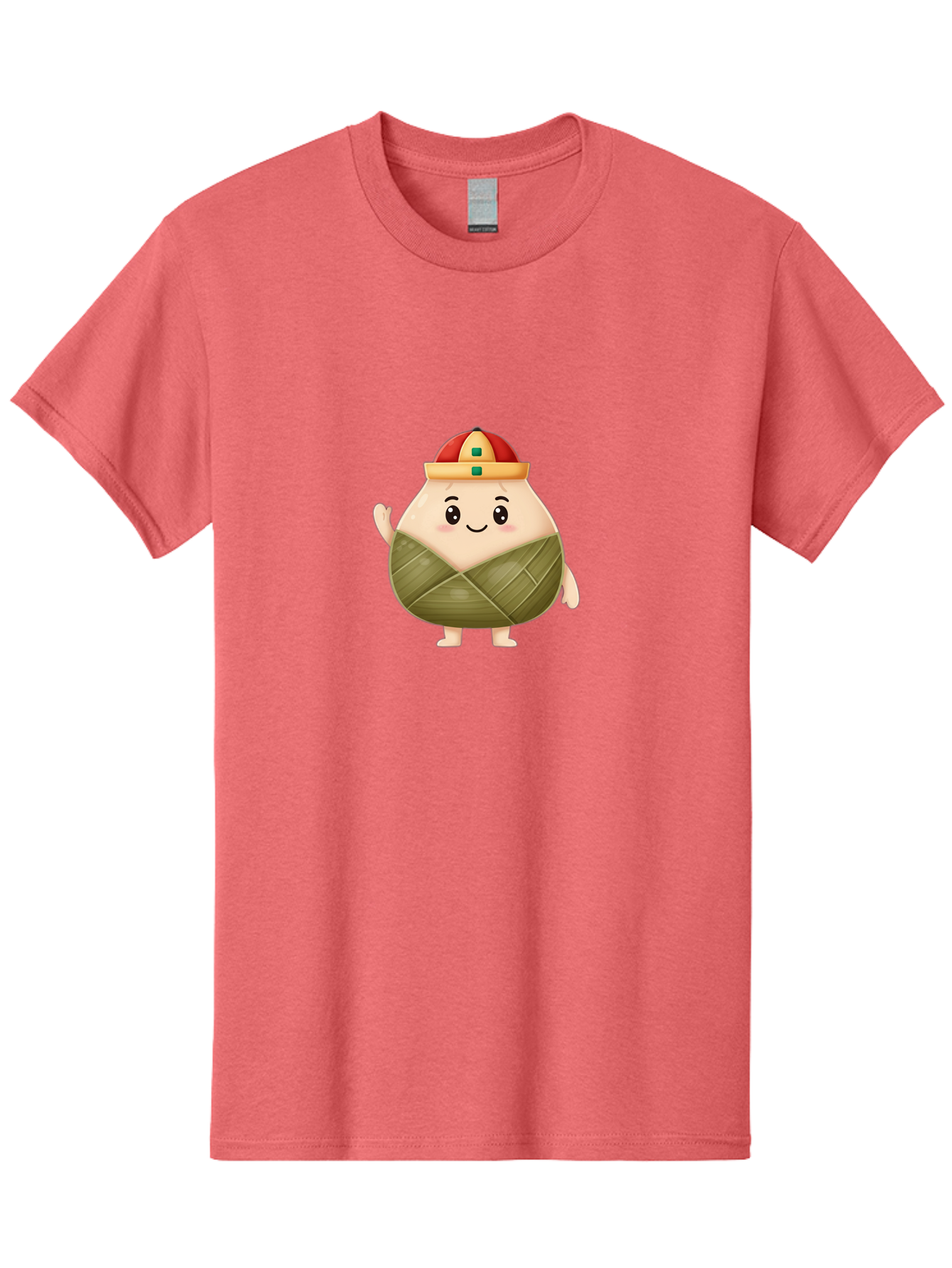 Bak-Chang Men'S Graphic Tee, 100% Cotton, Comfortable Casual Summer Wear, Machine Washable, Zongzi Cartoon Character, Dumpling Wrapped In Leaves, Chinese Traditional Food, Kawaii Illustration, Smiling Dumpling, Cute Mascot, Festive Hat, Baa145 19