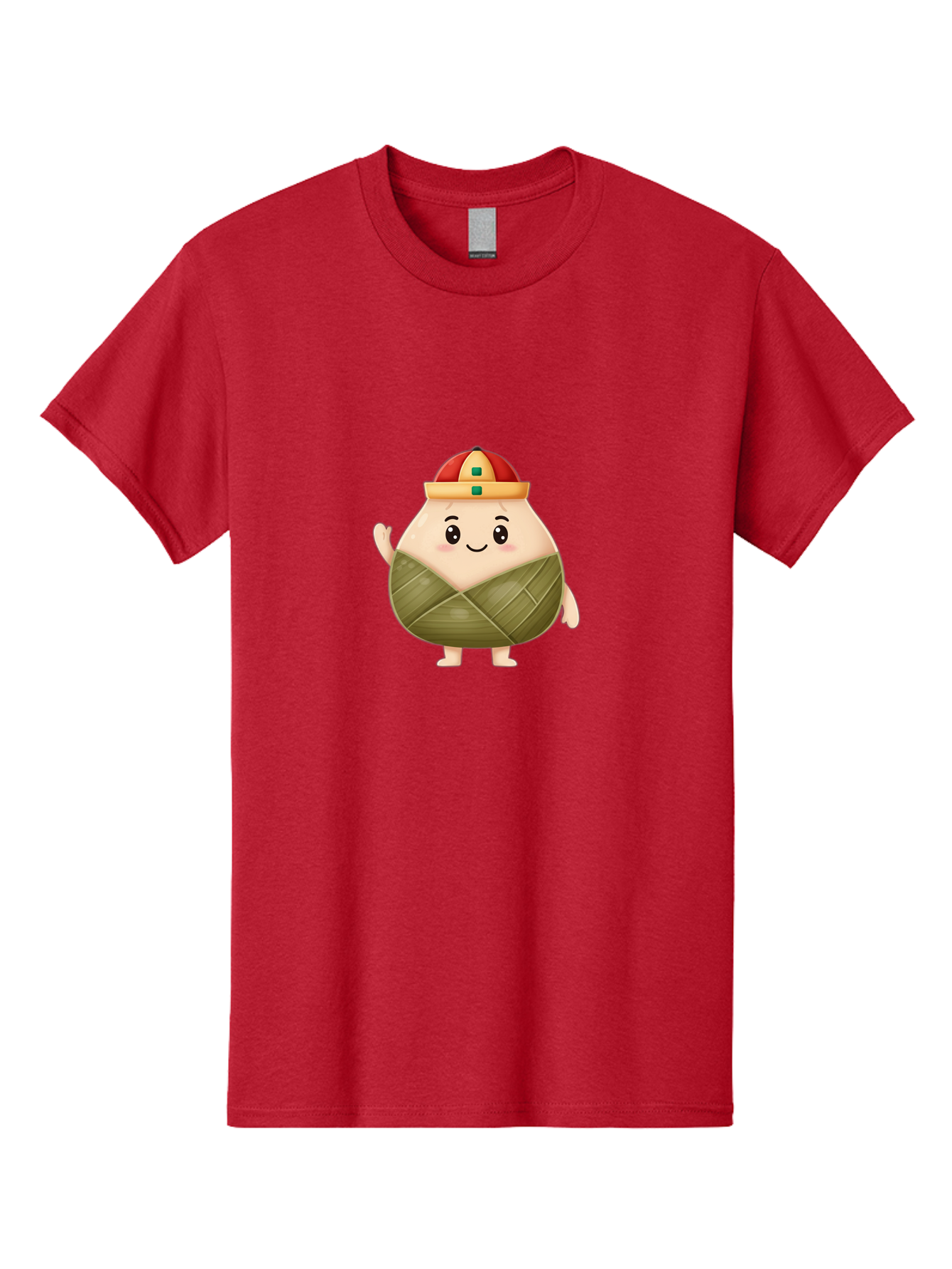 Bak-Chang Men'S Graphic Tee, 100% Cotton, Comfortable Casual Summer Wear, Machine Washable, Zongzi Cartoon Character, Dumpling Wrapped In Leaves, Chinese Traditional Food, Kawaii Illustration, Smiling Dumpling, Cute Mascot, Festive Hat, Baa145 17