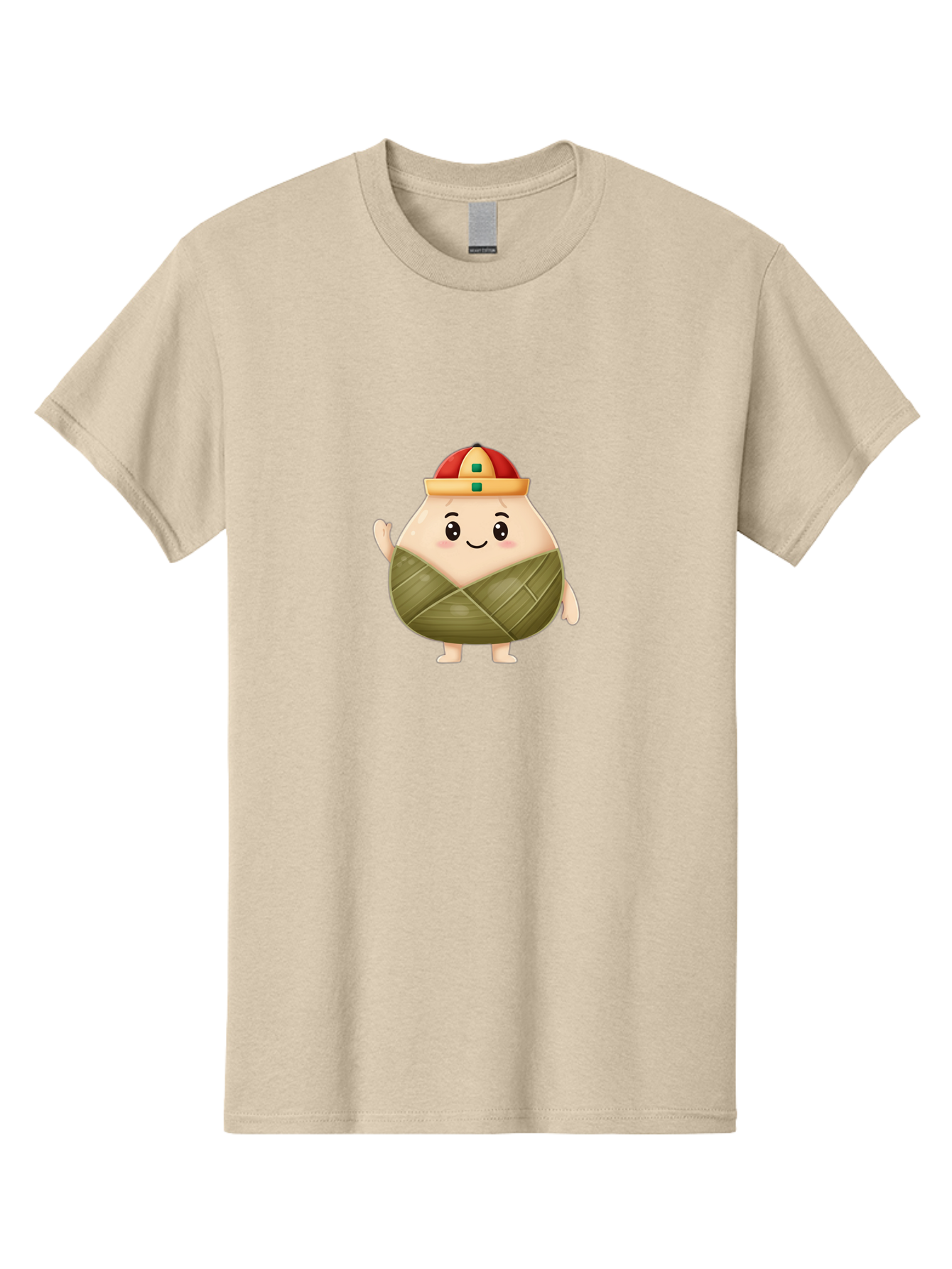 Bak-Chang Men'S Graphic Tee, 100% Cotton, Comfortable Casual Summer Wear, Machine Washable, Zongzi Cartoon Character, Dumpling Wrapped In Leaves, Chinese Traditional Food, Kawaii Illustration, Smiling Dumpling, Cute Mascot, Festive Hat, Baa145 21