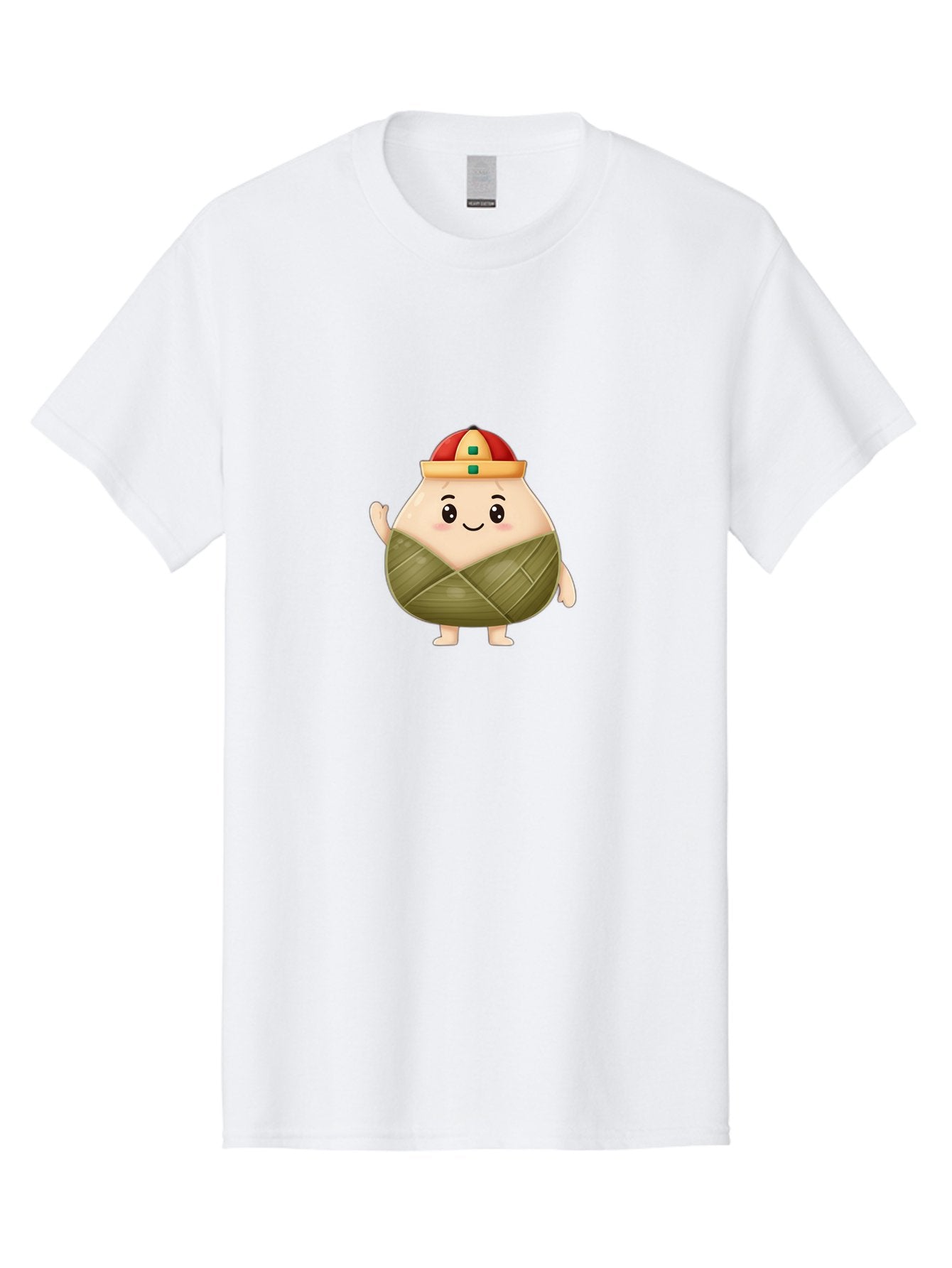Bak-Chang Men'S Graphic Tee, 100% Cotton, Comfortable Casual Summer Wear, Machine Washable, Zongzi Cartoon Character, Dumpling Wrapped In Leaves, Chinese Traditional Food, Kawaii Illustration, Smiling Dumpling, Cute Mascot, Festive Hat, Baa145 11