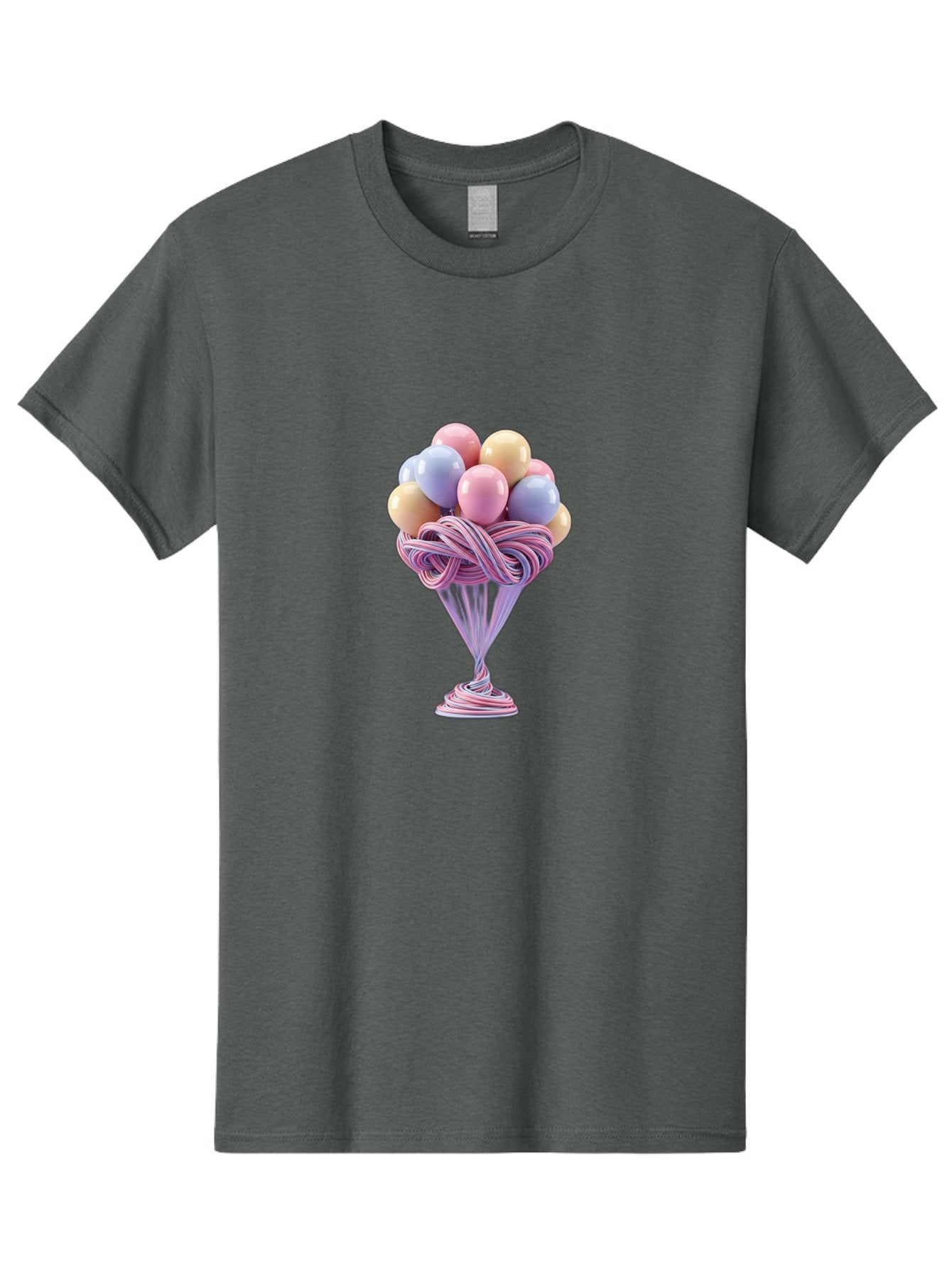 Balloons-In-Funnel Men'S Graphic Tee, 100% Cotton, Comfortable Casual Summer Wear, Machine Washable, Pastel Balloons, Colorful Balloons, Balloons In Glass, Twisted Ribbons, Festive Decoration, Party Decor, Celebratory Balloons, Vibrant Colors Baa146 11