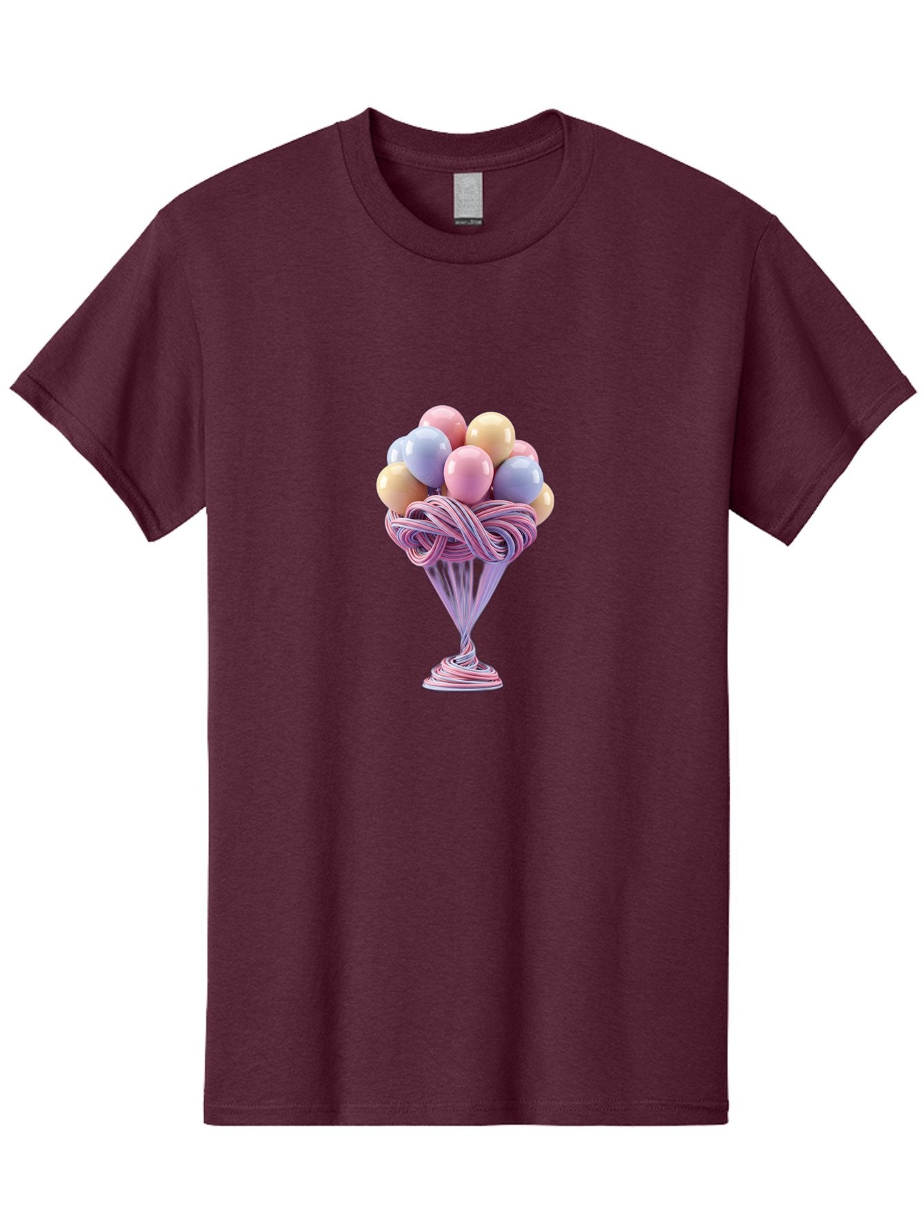 Balloons-In-Funnel Men'S Graphic Tee, 100% Cotton, Comfortable Casual Summer Wear, Machine Washable, Pastel Balloons, Colorful Balloons, Balloons In Glass, Twisted Ribbons, Festive Decoration, Party Decor, Celebratory Balloons, Vibrant Colors Baa146 5