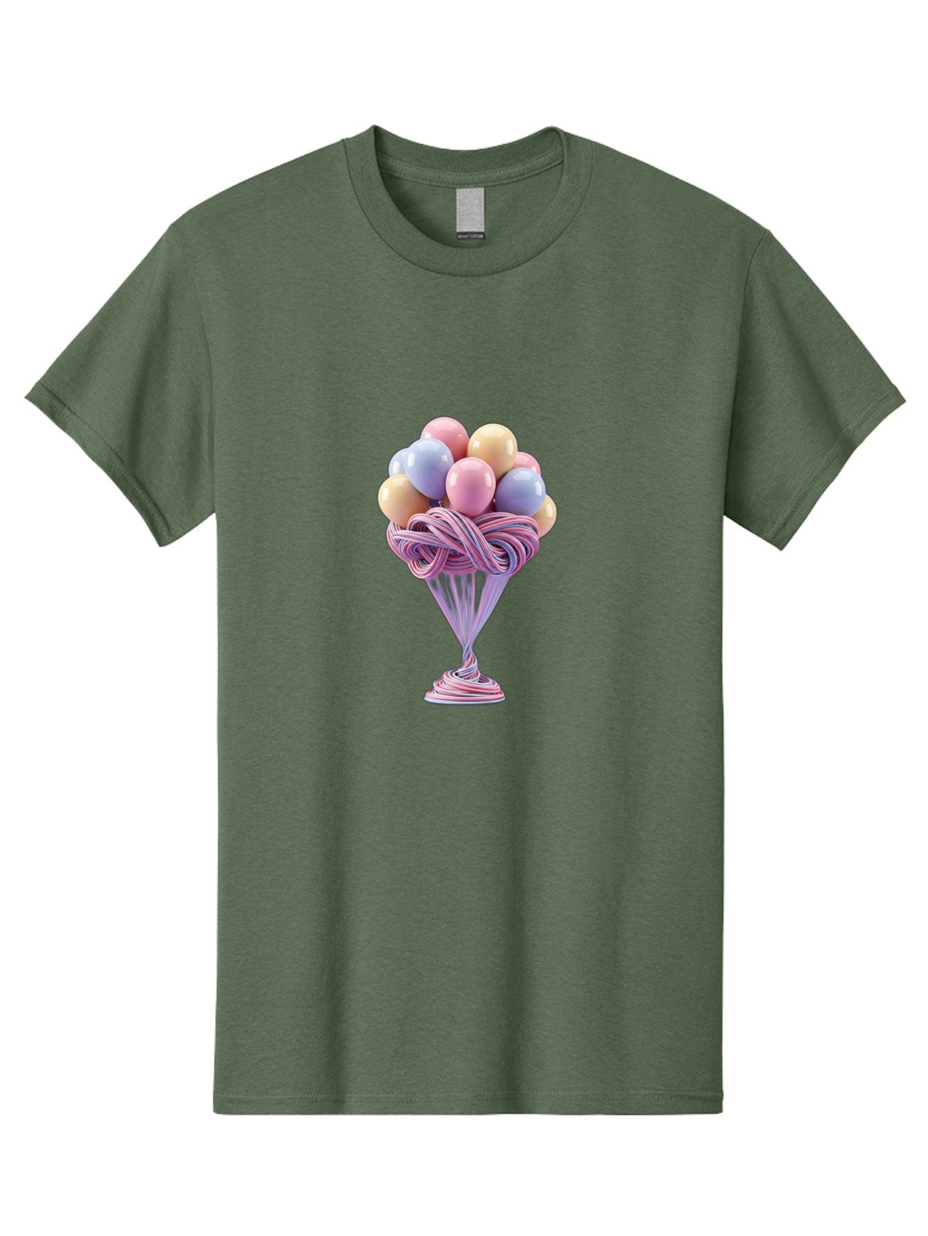 Balloons-In-Funnel Men'S Graphic Tee, 100% Cotton, Comfortable Casual Summer Wear, Machine Washable, Pastel Balloons, Colorful Balloons, Balloons In Glass, Twisted Ribbons, Festive Decoration, Party Decor, Celebratory Balloons, Vibrant Colors Baa146