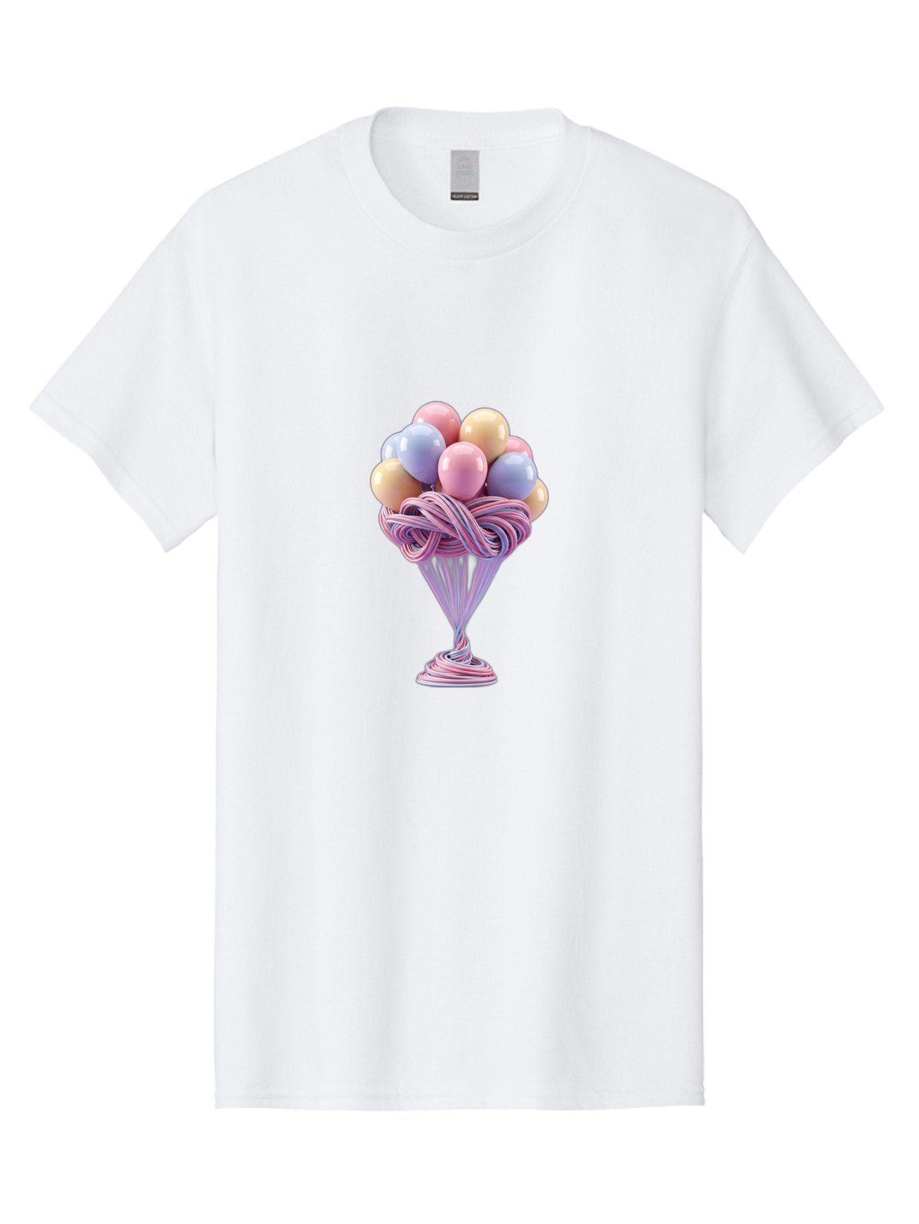 Balloons-In-Funnel Men'S Graphic Tee, 100% Cotton, Comfortable Casual Summer Wear, Machine Washable, Pastel Balloons, Colorful Balloons, Balloons In Glass, Twisted Ribbons, Festive Decoration, Party Decor, Celebratory Balloons, Vibrant Colors Baa146 12