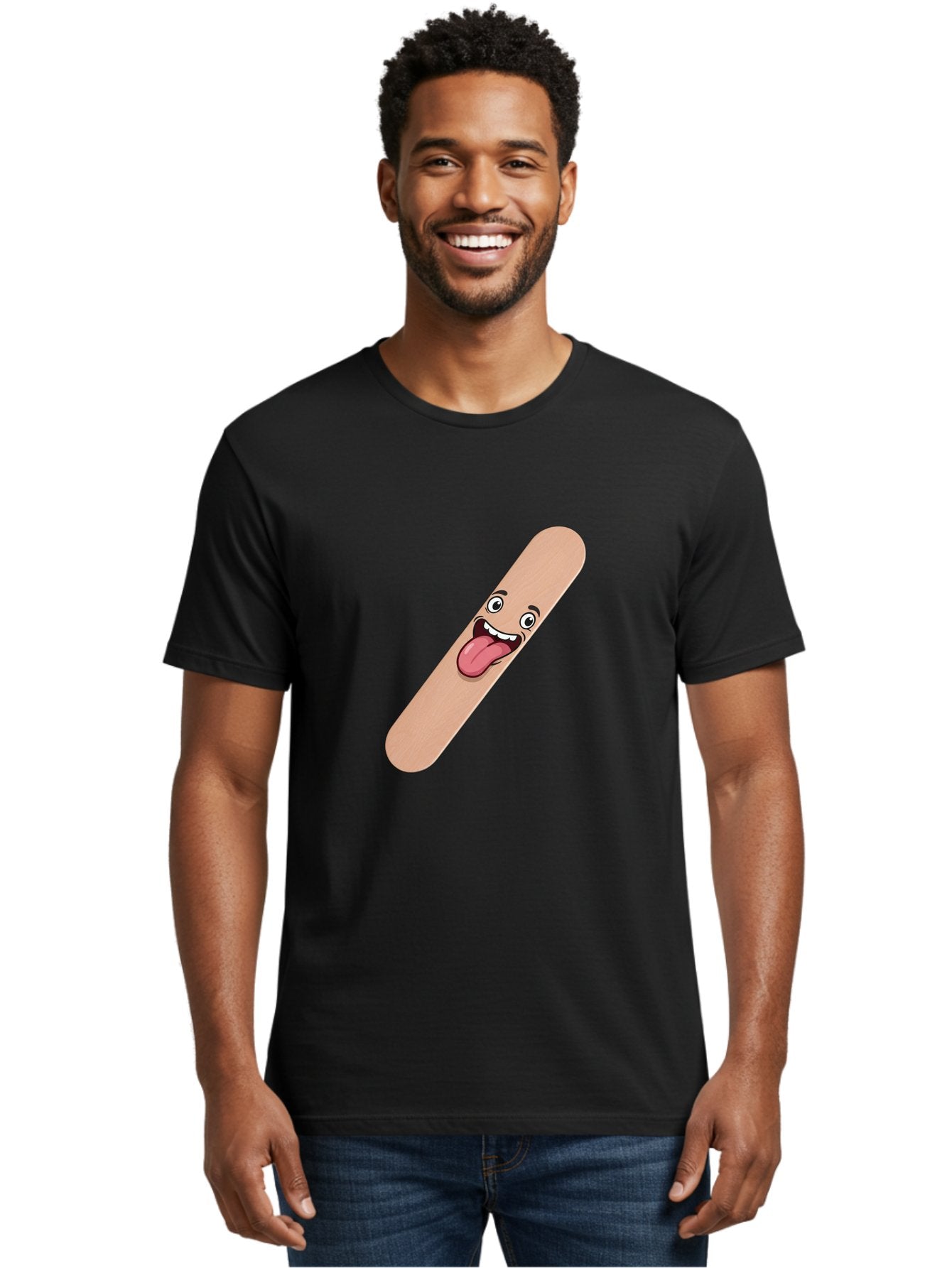 Bandage-Stick Men'S Graphic Tee, 100% Cotton, Comfortable Casual Summer Wear, Machine Washable, Cartoon Band-Aid, Funny Facial Expression, Tongue Out, Playful Character, Medical Humor, Quirky Illustration, Humorous Design Baa150 27