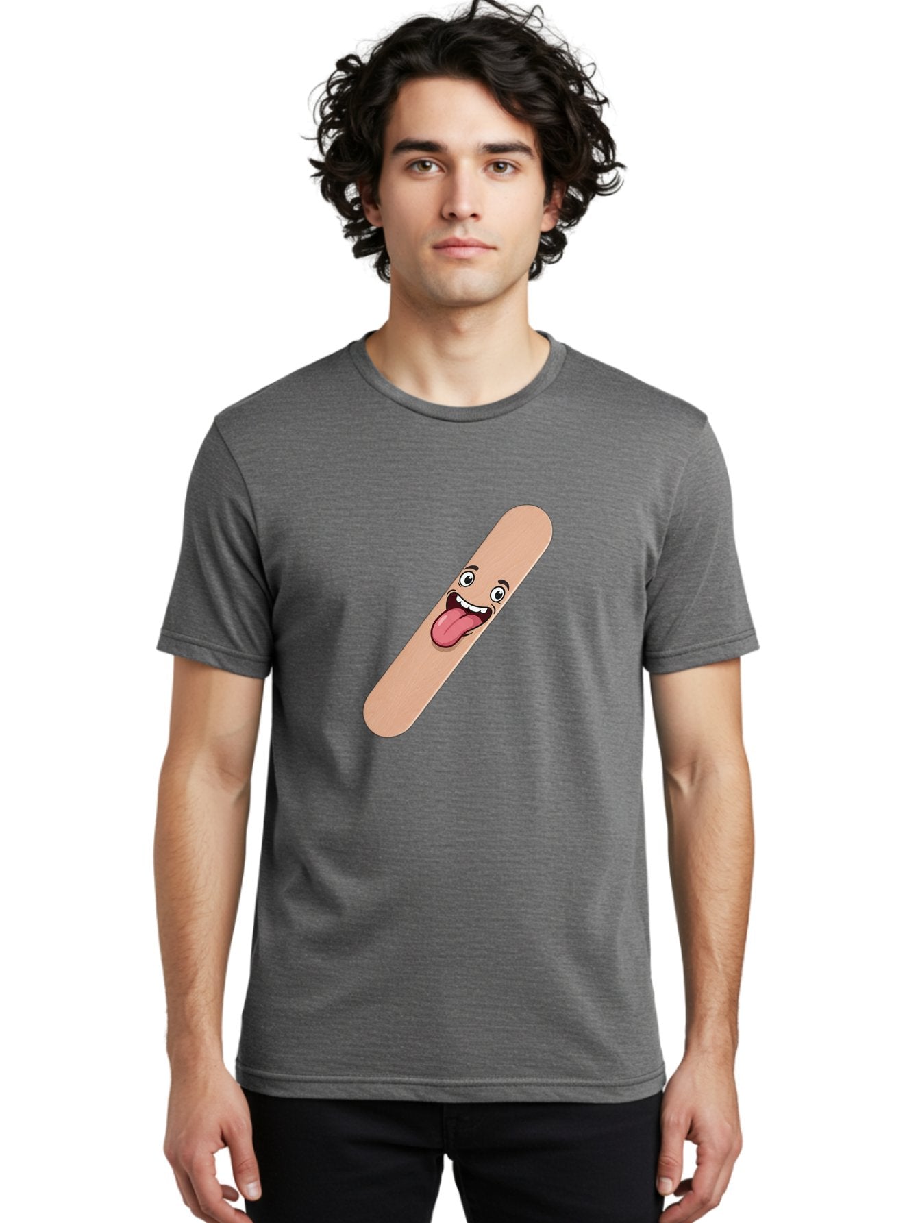 Bandage-Stick Men'S Graphic Tee, 100% Cotton, Comfortable Casual Summer Wear, Machine Washable, Cartoon Band-Aid, Funny Facial Expression, Tongue Out, Playful Character, Medical Humor, Quirky Illustration, Humorous Design Baa150 18