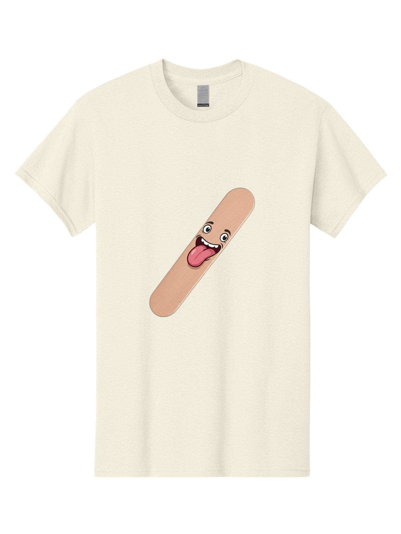 Bandage-Stick Men'S Graphic Tee, 100% Cotton, Comfortable Casual Summer Wear, Machine Washable, Cartoon Band-Aid, Funny Facial Expression, Tongue Out, Playful Character, Medical Humor, Quirky Illustration, Humorous Design Baa150 3