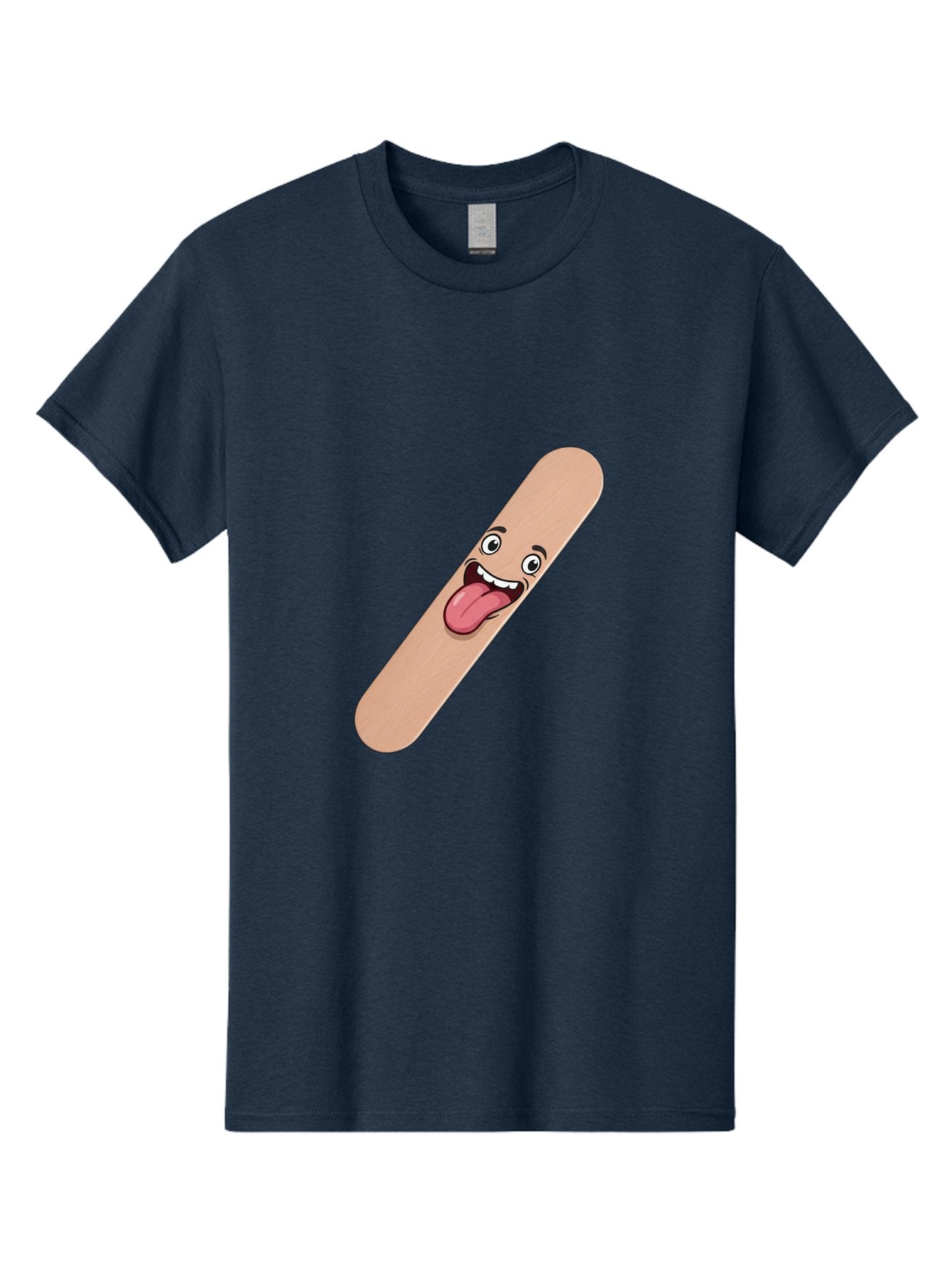 Bandage-Stick Men'S Graphic Tee, 100% Cotton, Comfortable Casual Summer Wear, Machine Washable, Cartoon Band-Aid, Funny Facial Expression, Tongue Out, Playful Character, Medical Humor, Quirky Illustration, Humorous Design Baa150 14