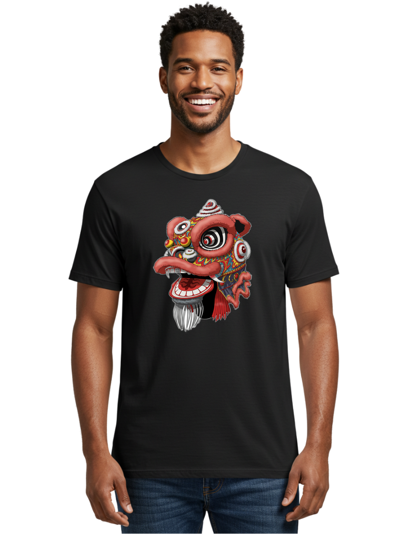Barong-Mask Men'S Graphic Tee, 100% Cotton, Comfortable Casual Summer Wear, Machine Washable, Balinese Barong Mask, Barong Dance, Traditional Mask, Cultural Heritage, Mythological Creature, Vibrant Colors, Intricate Designs, Sharp Teeth, Baa154 28