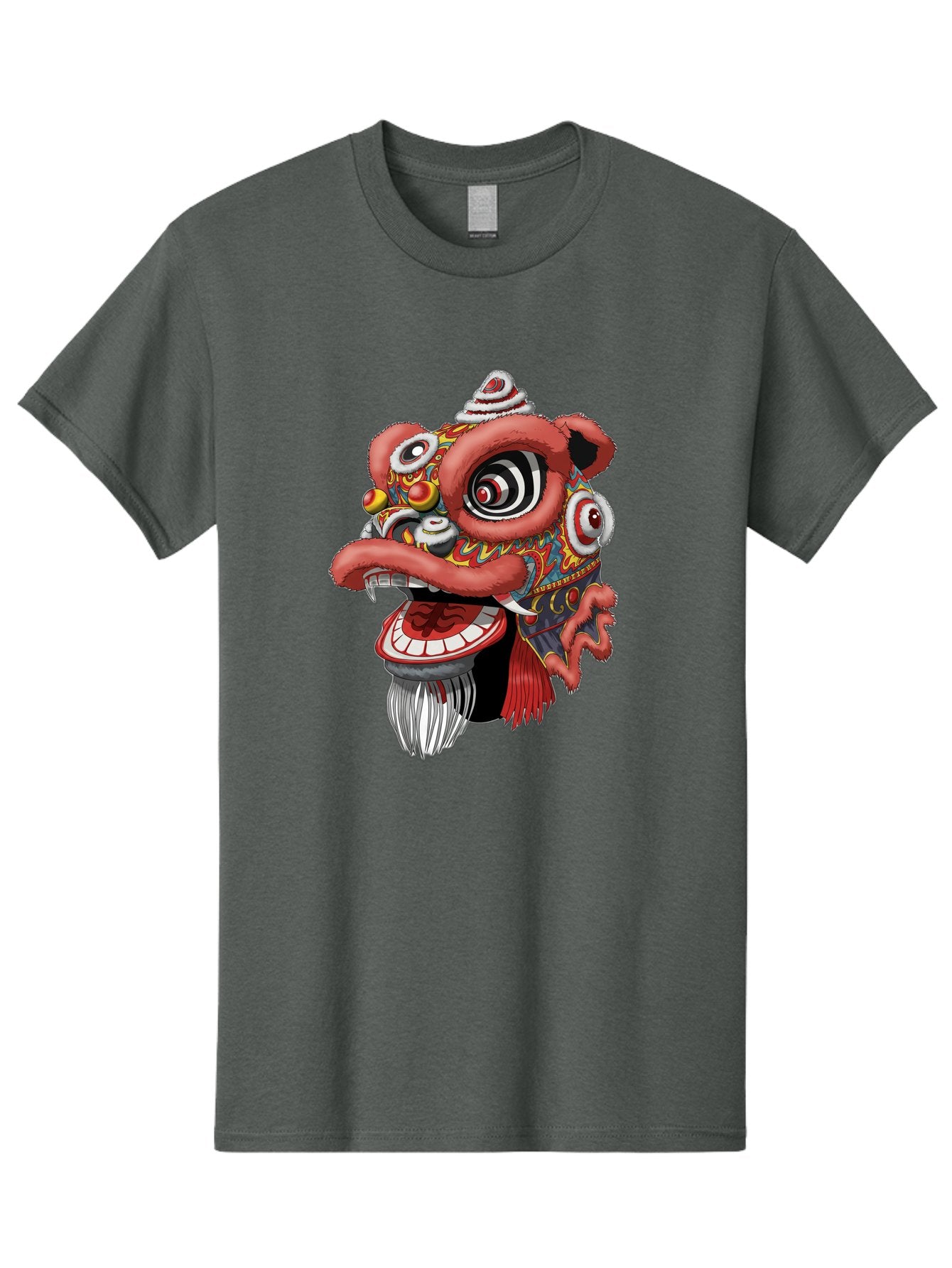 Barong-Mask Men'S Graphic Tee, 100% Cotton, Comfortable Casual Summer Wear, Machine Washable, Balinese Barong Mask, Barong Dance, Traditional Mask, Cultural Heritage, Mythological Creature, Vibrant Colors, Intricate Designs, Sharp Teeth, Baa154 7