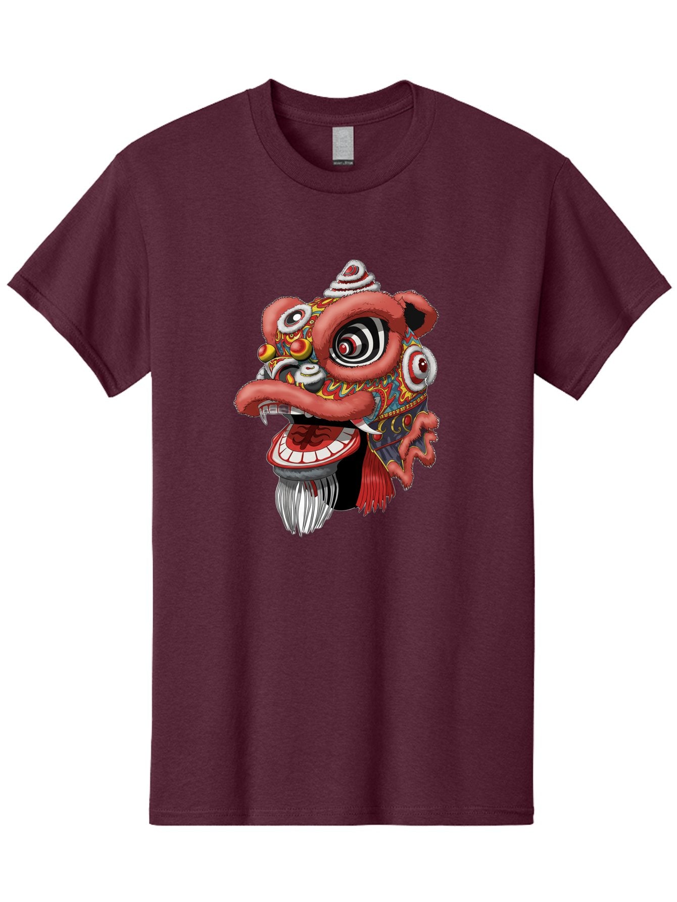 Barong-Mask Men'S Graphic Tee, 100% Cotton, Comfortable Casual Summer Wear, Machine Washable, Balinese Barong Mask, Barong Dance, Traditional Mask, Cultural Heritage, Mythological Creature, Vibrant Colors, Intricate Designs, Sharp Teeth, Baa154