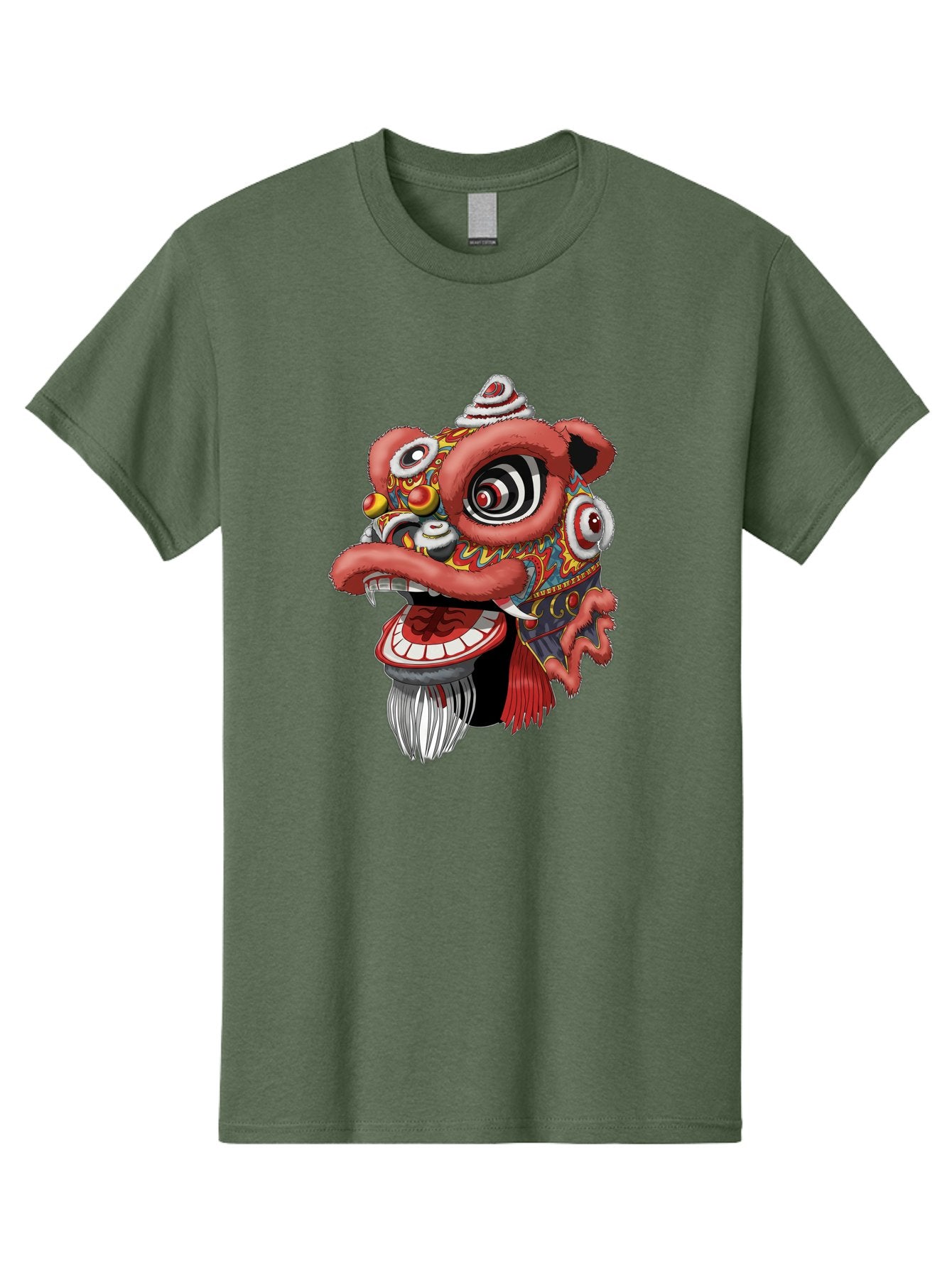Barong-Mask Men'S Graphic Tee, 100% Cotton, Comfortable Casual Summer Wear, Machine Washable, Balinese Barong Mask, Barong Dance, Traditional Mask, Cultural Heritage, Mythological Creature, Vibrant Colors, Intricate Designs, Sharp Teeth, Baa154 15