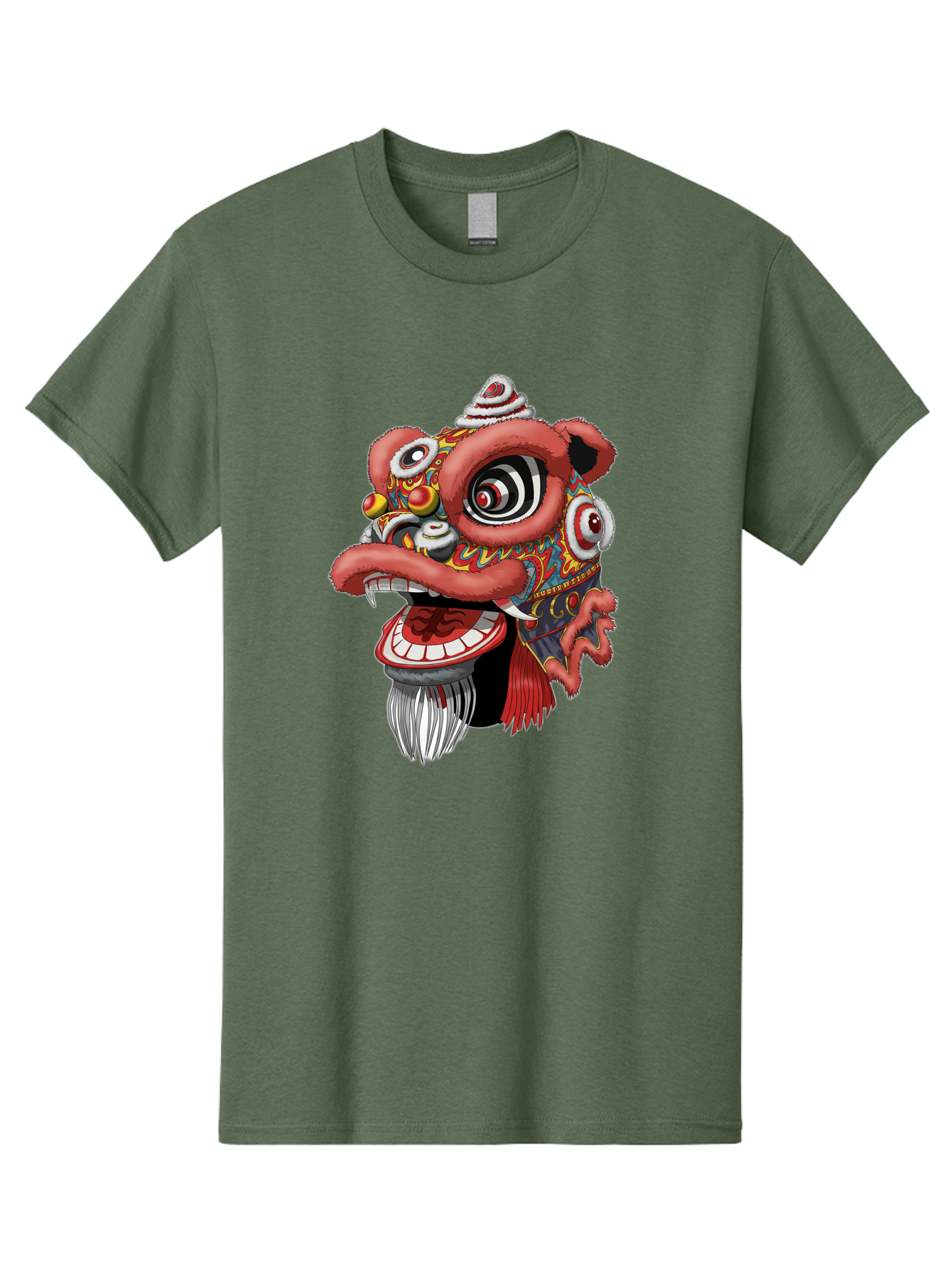 Barong-Mask Men'S Graphic Tee, 100% Cotton, Comfortable Casual Summer Wear, Machine Washable, Balinese Barong Mask, Barong Dance, Traditional Mask, Cultural Heritage, Mythological Creature, Vibrant Colors, Intricate Designs, Sharp Teeth, Baa154