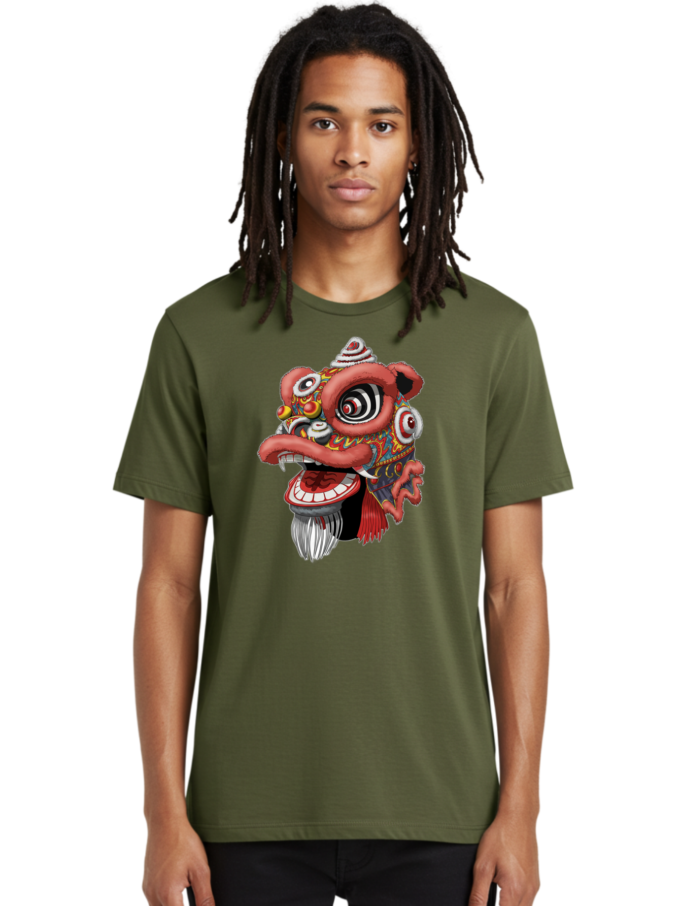 Barong-Mask Men'S Graphic Tee, 100% Cotton, Comfortable Casual Summer Wear, Machine Washable, Balinese Barong Mask, Barong Dance, Traditional Mask, Cultural Heritage, Mythological Creature, Vibrant Colors, Intricate Designs, Sharp Teeth, Baa154
