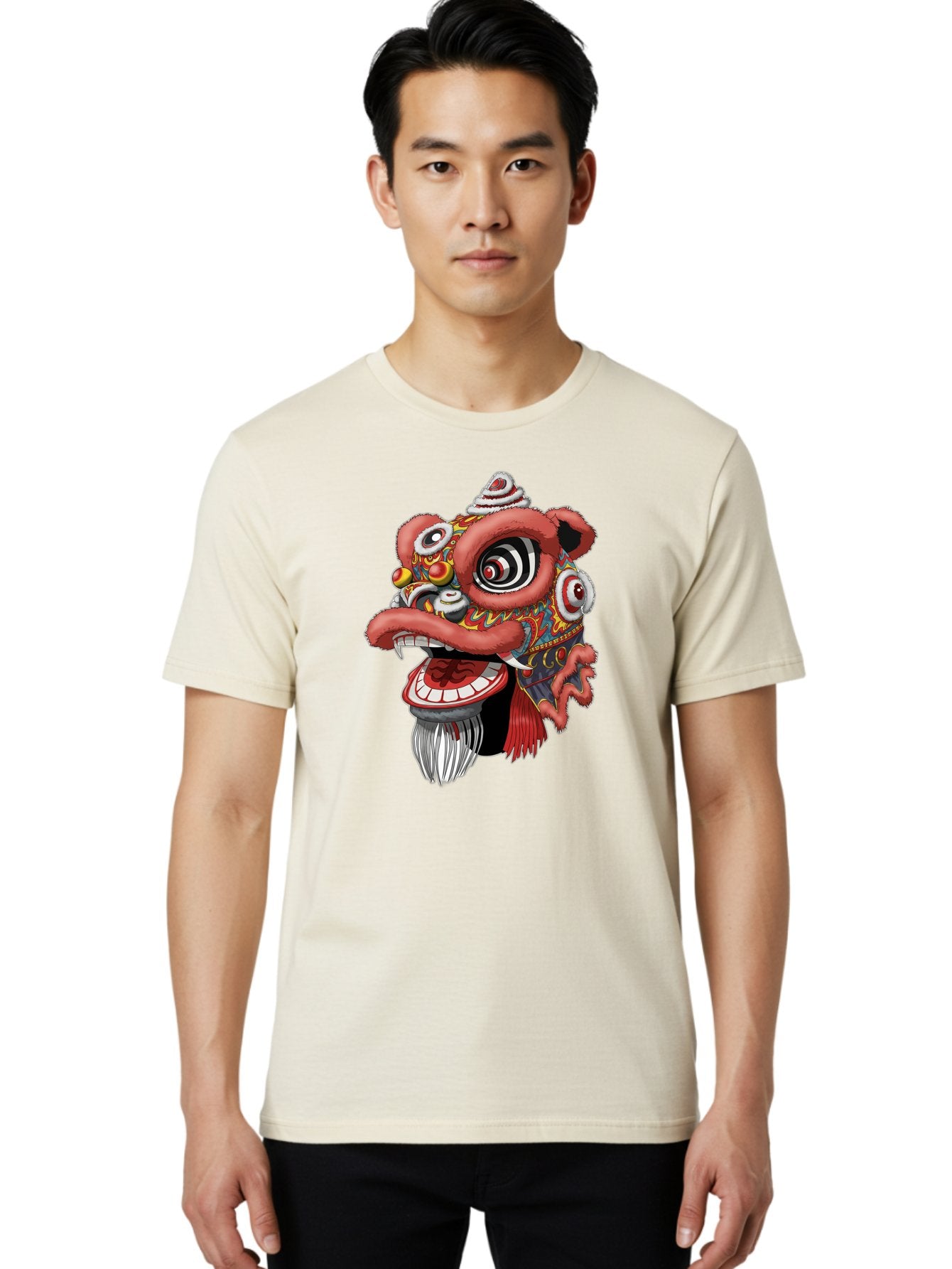 Barong-Mask Men'S Graphic Tee, 100% Cotton, Comfortable Casual Summer Wear, Machine Washable, Balinese Barong Mask, Barong Dance, Traditional Mask, Cultural Heritage, Mythological Creature, Vibrant Colors, Intricate Designs, Sharp Teeth, Baa154 26