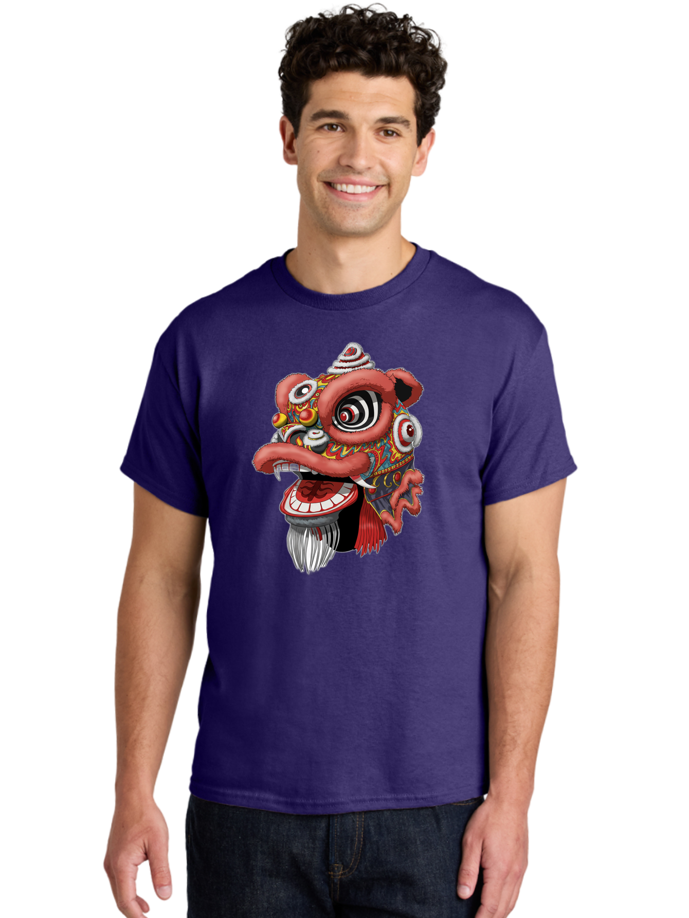 Barong-Mask Men'S Graphic Tee, 100% Cotton, Comfortable Casual Summer Wear, Machine Washable, Balinese Barong Mask, Barong Dance, Traditional Mask, Cultural Heritage, Mythological Creature, Vibrant Colors, Intricate Designs, Sharp Teeth, Baa154 8