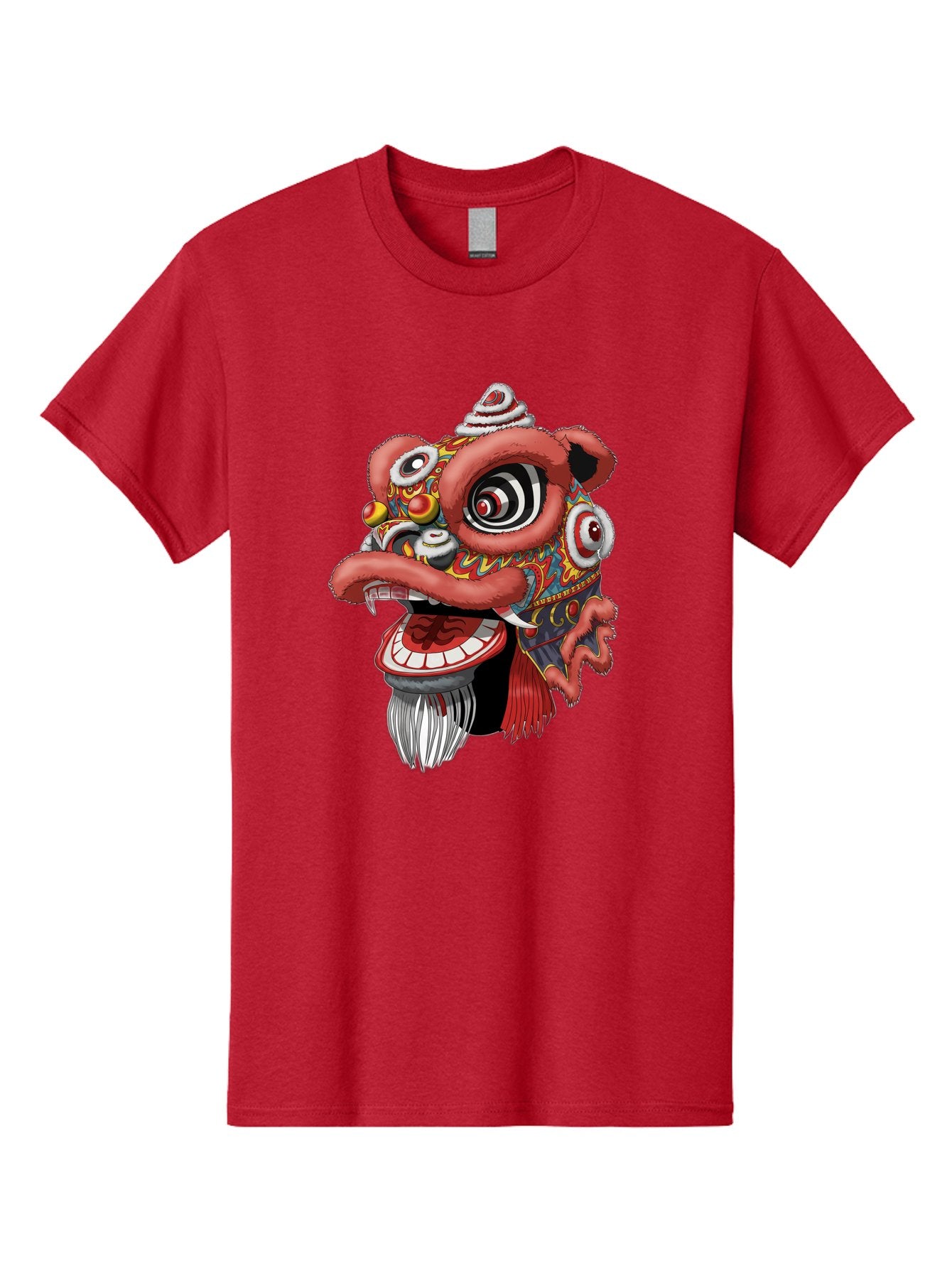 Barong-Mask Men'S Graphic Tee, 100% Cotton, Comfortable Casual Summer Wear, Machine Washable, Balinese Barong Mask, Barong Dance, Traditional Mask, Cultural Heritage, Mythological Creature, Vibrant Colors, Intricate Designs, Sharp Teeth, Baa154 4