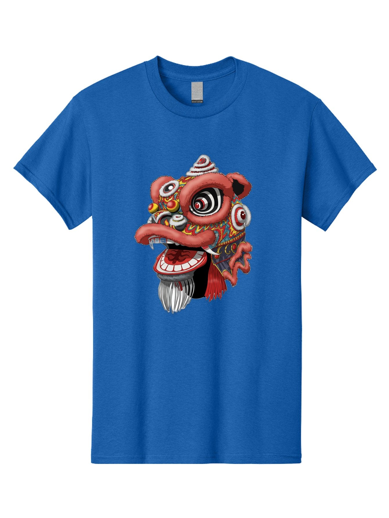 Barong-Mask Men'S Graphic Tee, 100% Cotton, Comfortable Casual Summer Wear, Machine Washable, Balinese Barong Mask, Barong Dance, Traditional Mask, Cultural Heritage, Mythological Creature, Vibrant Colors, Intricate Designs, Sharp Teeth, Baa154 5