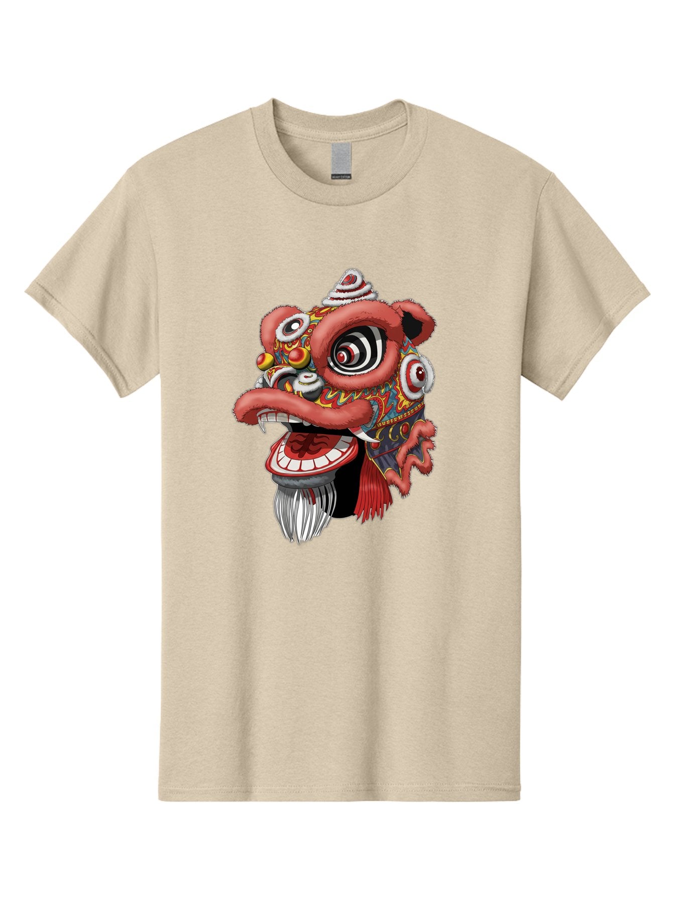 Barong-Mask Men'S Graphic Tee, 100% Cotton, Comfortable Casual Summer Wear, Machine Washable, Balinese Barong Mask, Barong Dance, Traditional Mask, Cultural Heritage, Mythological Creature, Vibrant Colors, Intricate Designs, Sharp Teeth, Baa154