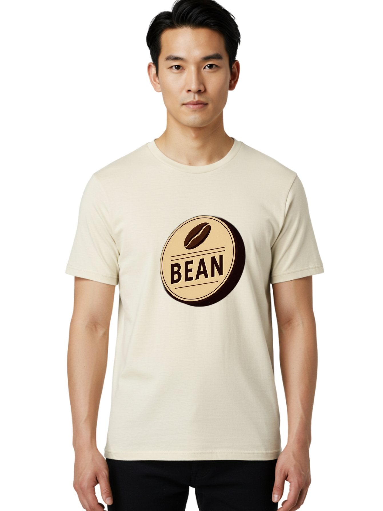 Bean Men'S Graphic Tee, 100% Cotton, Comfortable Casual Summer Wear, Machine Washable, Coffee Bean Label, Coffee Branding, Coffee Logo, Coffee Design, Minimalist Style, Simple Typography, Coffee Theme, Coffee Culture Baa156 24