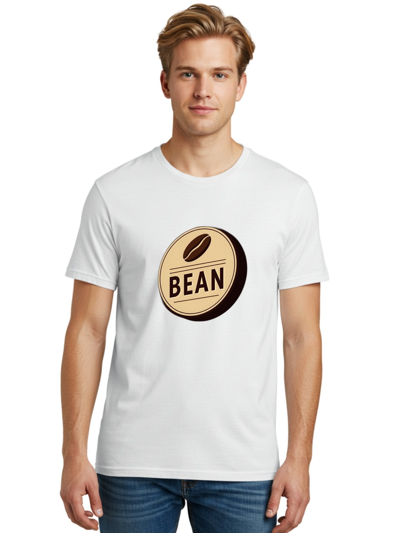 Bean Men'S Graphic Tee, 100% Cotton, Comfortable Casual Summer Wear, Machine Washable, Coffee Bean Label, Coffee Branding, Coffee Logo, Coffee Design, Minimalist Style, Simple Typography, Coffee Theme, Coffee Culture Baa156 23