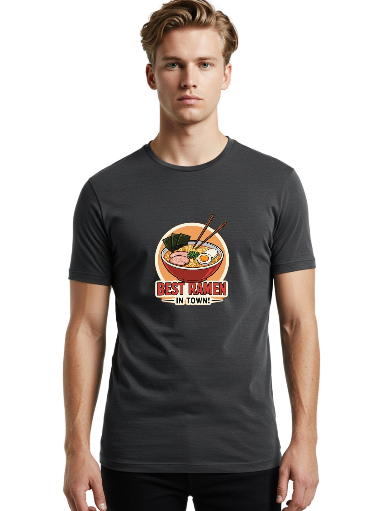 Best-Ramen Men'S Graphic Tee, 100% Cotton, Comfortable Casual Summer Wear, Machine Washable, Ramen Bowl, Noodles, Egg, Meat Slices, Seaweed, Chopsticks, Best Ramen, Foodie, Japanese Cuisine, Delicious Meal, Savory Flavors, Appetizing Dish Baa158 16