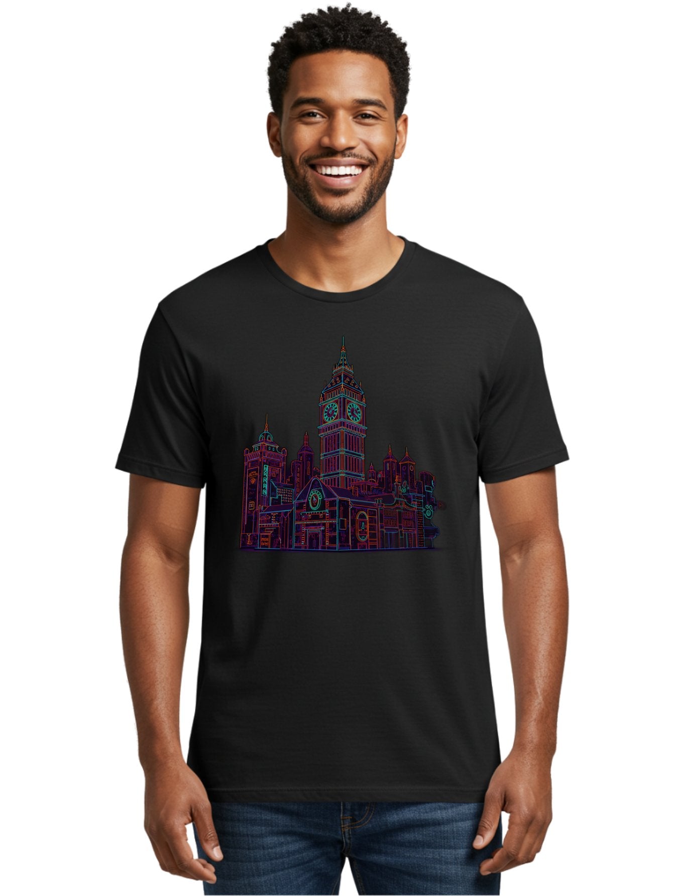 Big-Ben Men'S Graphic Tee, 100% Cotton, Comfortable Casual Summer Wear, Machine Washable, Big Ben, London Landmark, Clock Tower, Iconic Architecture, Gothic Style, Historic Building, Tourist Attraction, Cityscape, Urban Scene, Famous Monument, Baa160 24