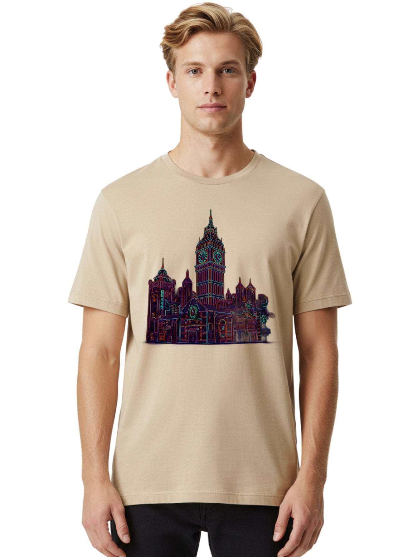 Big-Ben Men'S Graphic Tee, 100% Cotton, Comfortable Casual Summer Wear, Machine Washable, Big Ben, London Landmark, Clock Tower, Iconic Architecture, Gothic Style, Historic Building, Tourist Attraction, Cityscape, Urban Scene, Famous Monument, Baa160 22