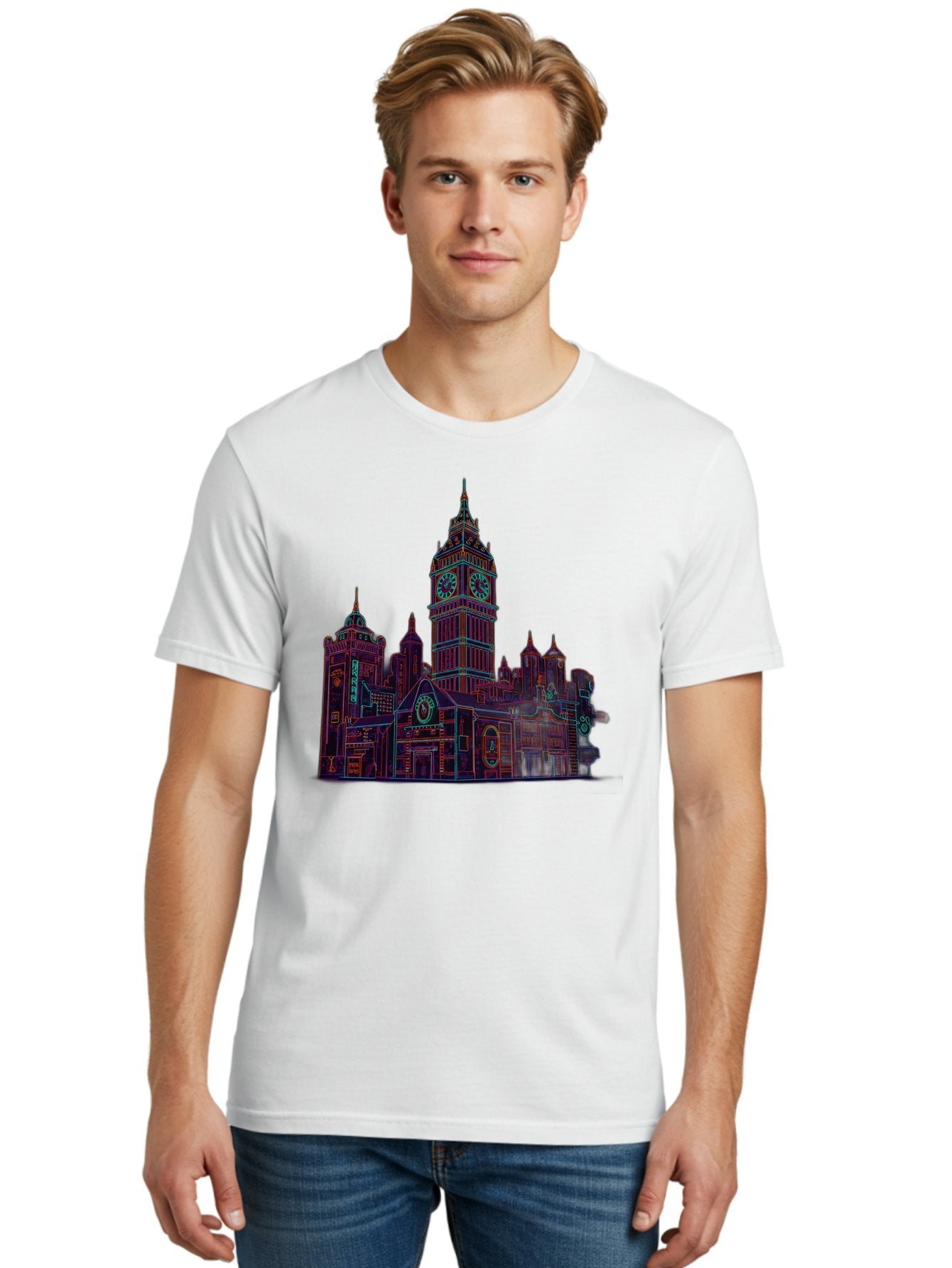 Big-Ben Men'S Graphic Tee, 100% Cotton, Comfortable Casual Summer Wear, Machine Washable, Big Ben, London Landmark, Clock Tower, Iconic Architecture, Gothic Style, Historic Building, Tourist Attraction, Cityscape, Urban Scene, Famous Monument, Baa160 17