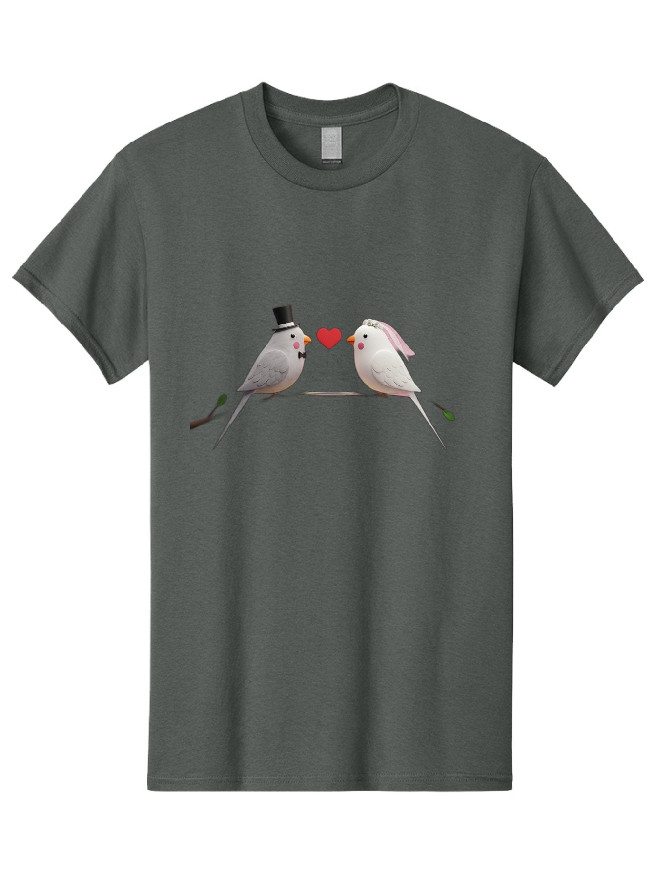 Birds-In-Love Men'S Graphic Tee, 100% Cotton, Comfortable Casual Summer Wear, Machine Washable, Paper Birds, Origami Art, Cute Couple, Wedding Theme, Love Heart, Wedding Decorations, Romantic Ambiance, Handmade Crafts, Valentines Day Gift Baa162