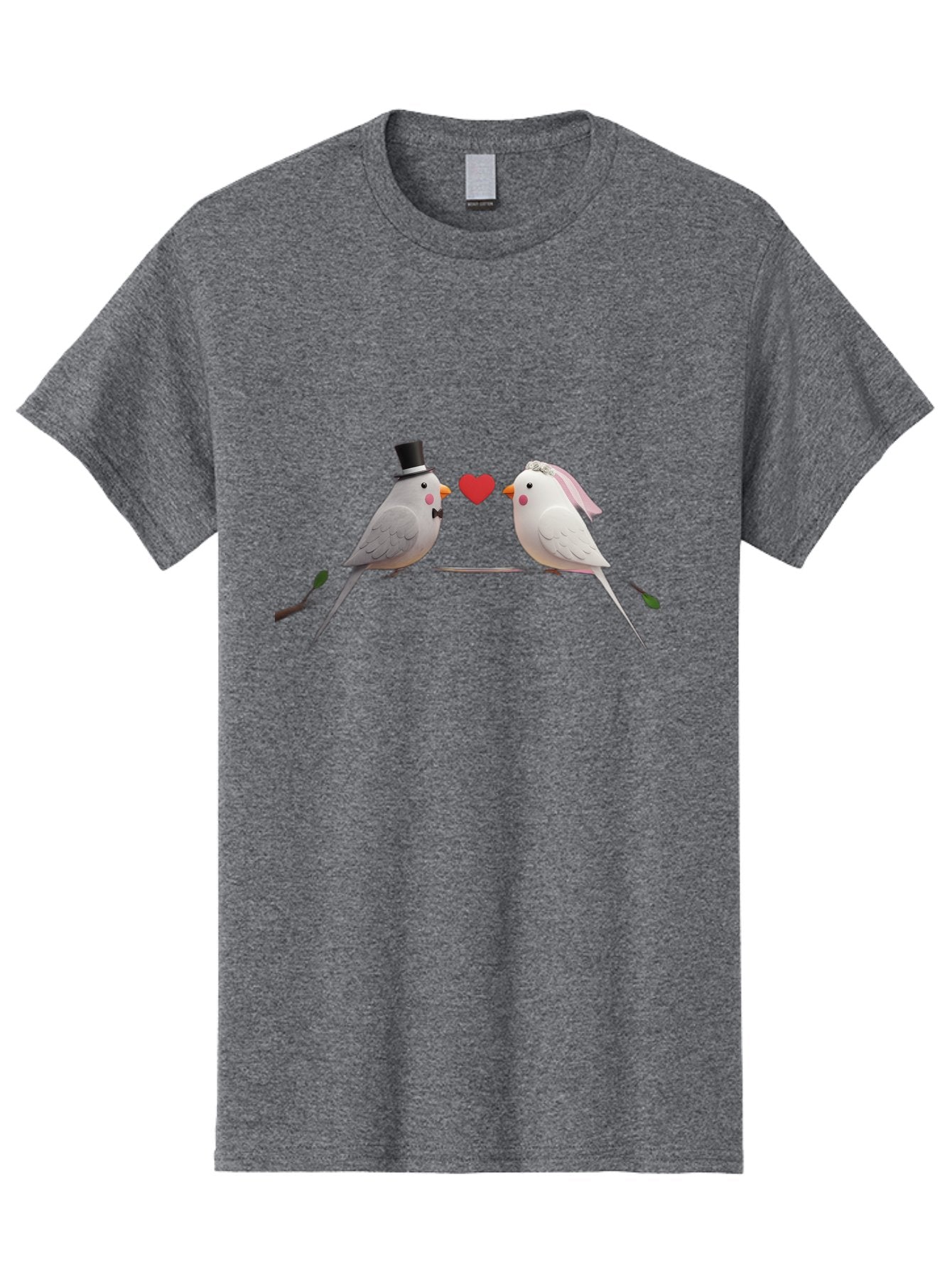 Birds-In-Love Men'S Graphic Tee, 100% Cotton, Comfortable Casual Summer Wear, Machine Washable, Paper Birds, Origami Art, Cute Couple, Wedding Theme, Love Heart, Wedding Decorations, Romantic Ambiance, Handmade Crafts, Valentines Day Gift Baa162 3