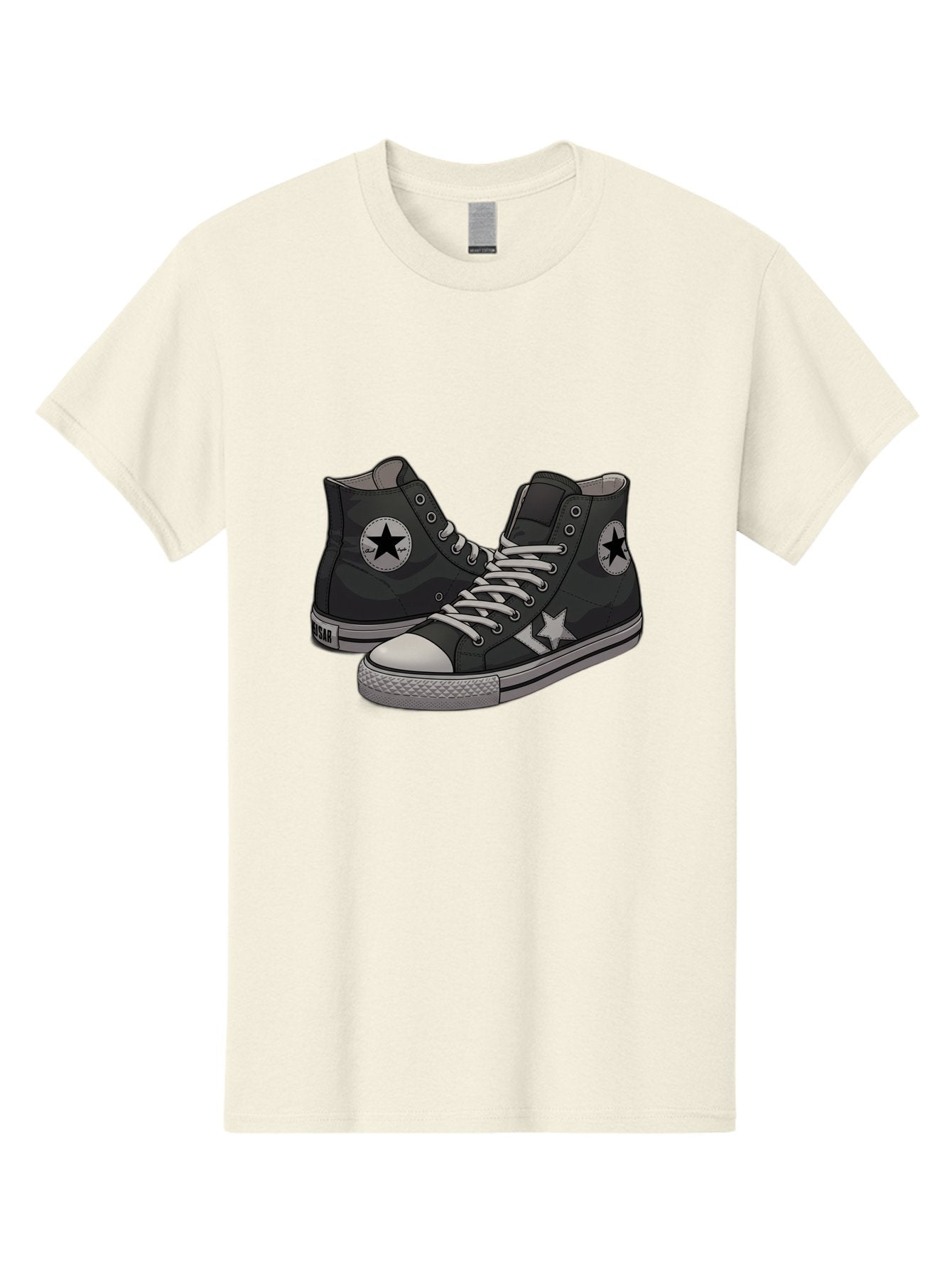 Black-Star-Converse Men'S Graphic Tee, 100% Cotton, Comfortable Casual Summer Wear, Machine Washable, Black Converse Sneakers, High-Top Shoes, Star Logo, White Laces, Rubber Soles, Casual Footwear, Streetwear Fashion, Comfortable Shoes Baa166 10