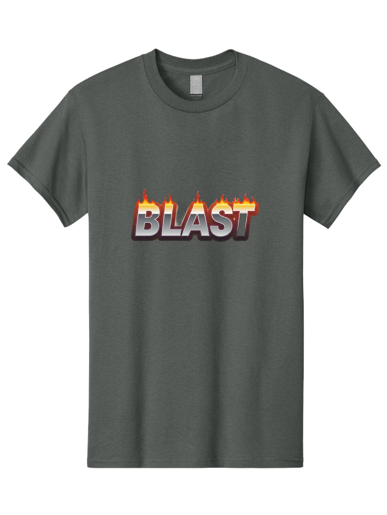 Blast Men'S Graphic Tee, 100% Cotton, Comfortable Casual Summer Wear, Machine Washable, Blast Text, Fire Flames, Bold Font, Silver Metallic, Red And Orange Hues, Intense Energy, Fiery Effect, Dramatic Typography, Explosive Design, Baa167 9