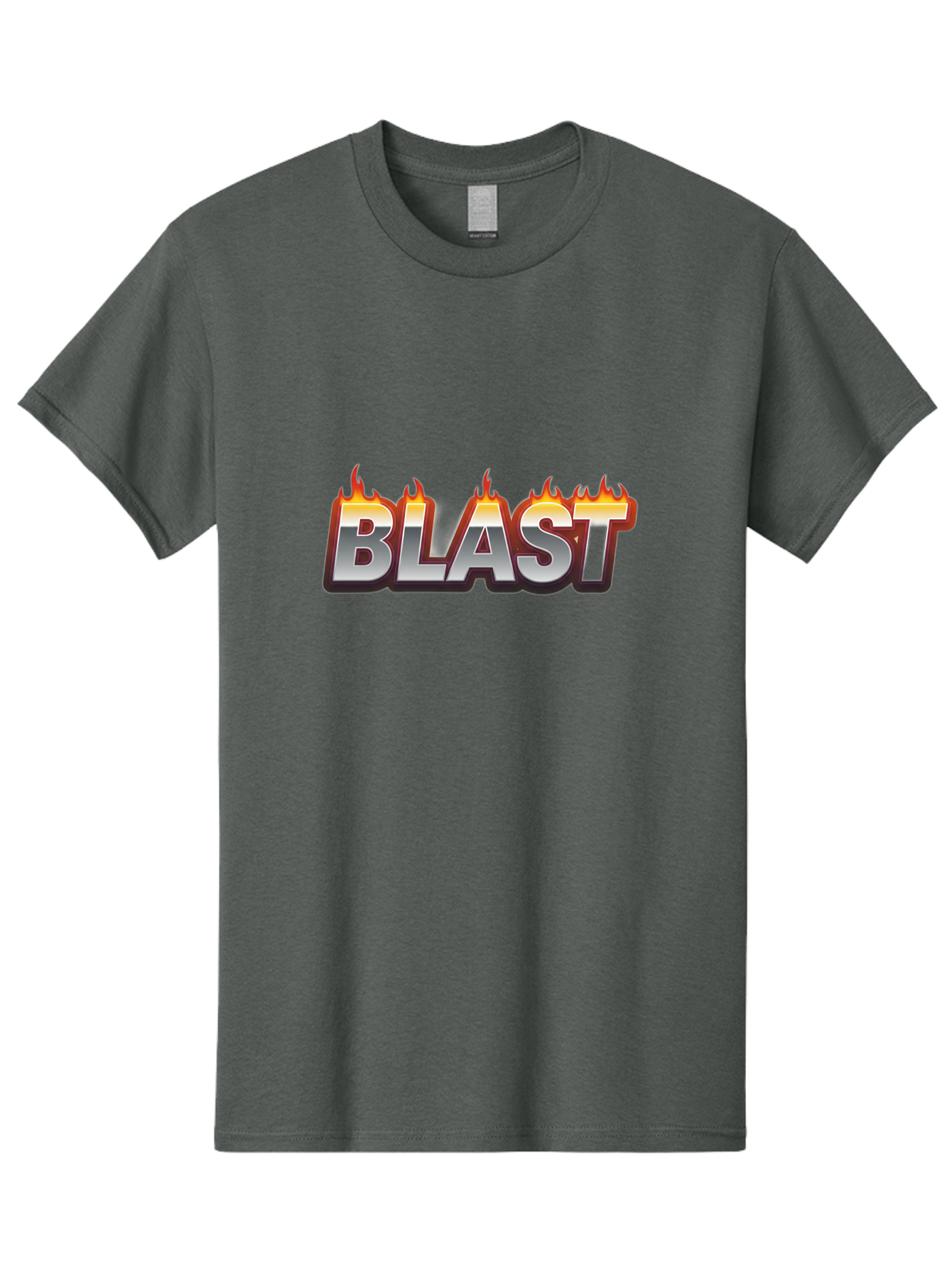 Blast Men'S Graphic Tee, 100% Cotton, Comfortable Casual Summer Wear, Machine Washable, Blast Text, Fire Flames, Bold Font, Silver Metallic, Red And Orange Hues, Intense Energy, Fiery Effect, Dramatic Typography, Explosive Design, Baa167 9